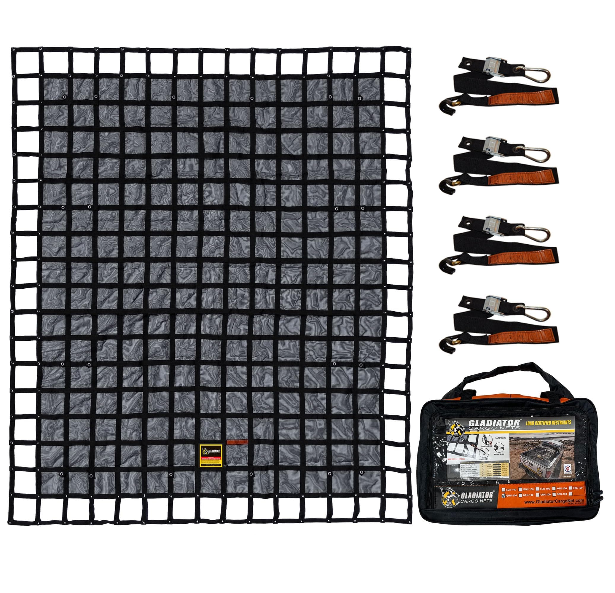 Gladiator Cargo Nets - Heavy Duty Truck Cargo Net - Extra Large- Perfect forTrailer, Boat, dumsters, Camping, Hunting, (XGN-100) 10' x 12' ft.