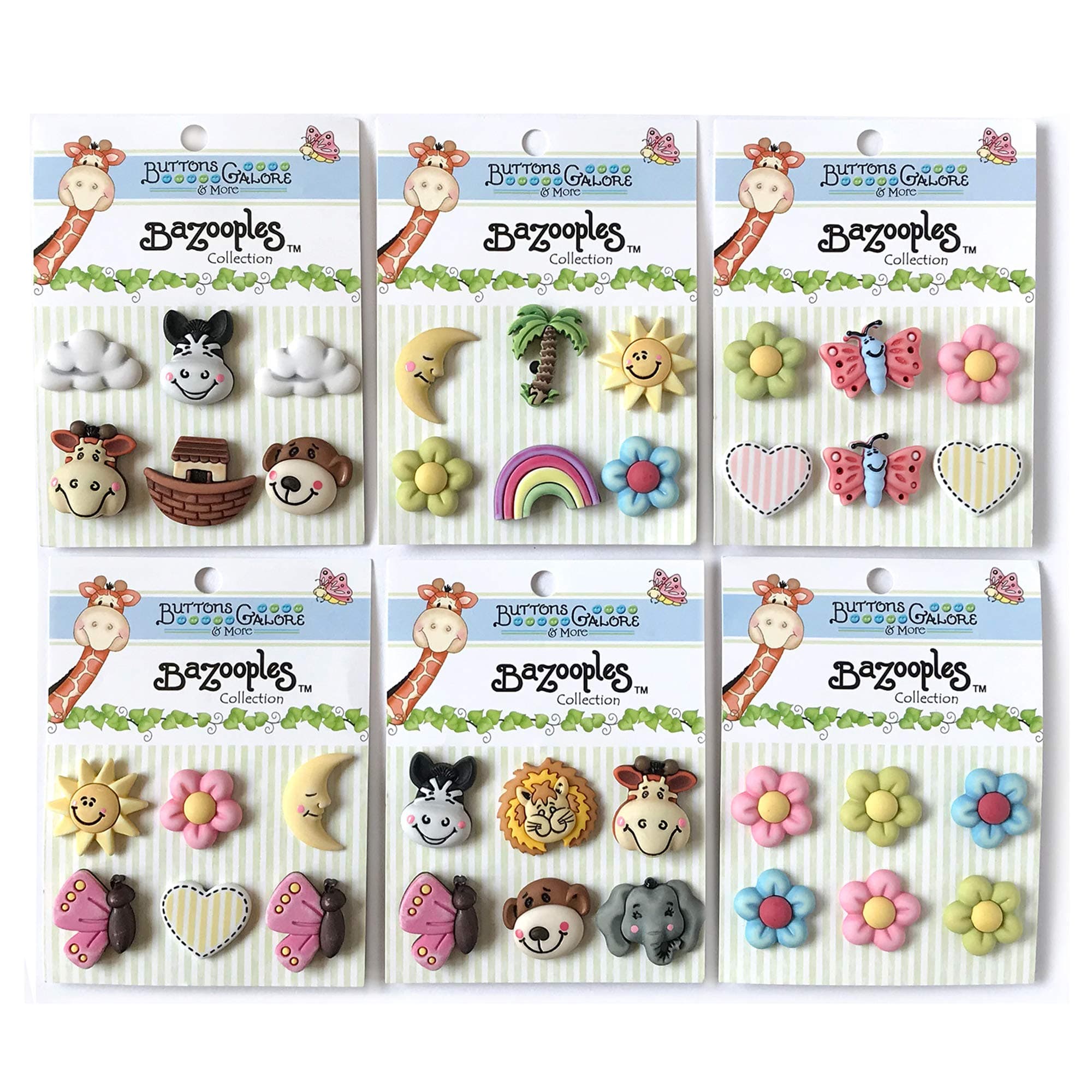 BaZooples Group - 36-Piece Zoo Animal Craft Buttons Set | Sewing & DIY Craft Supplies