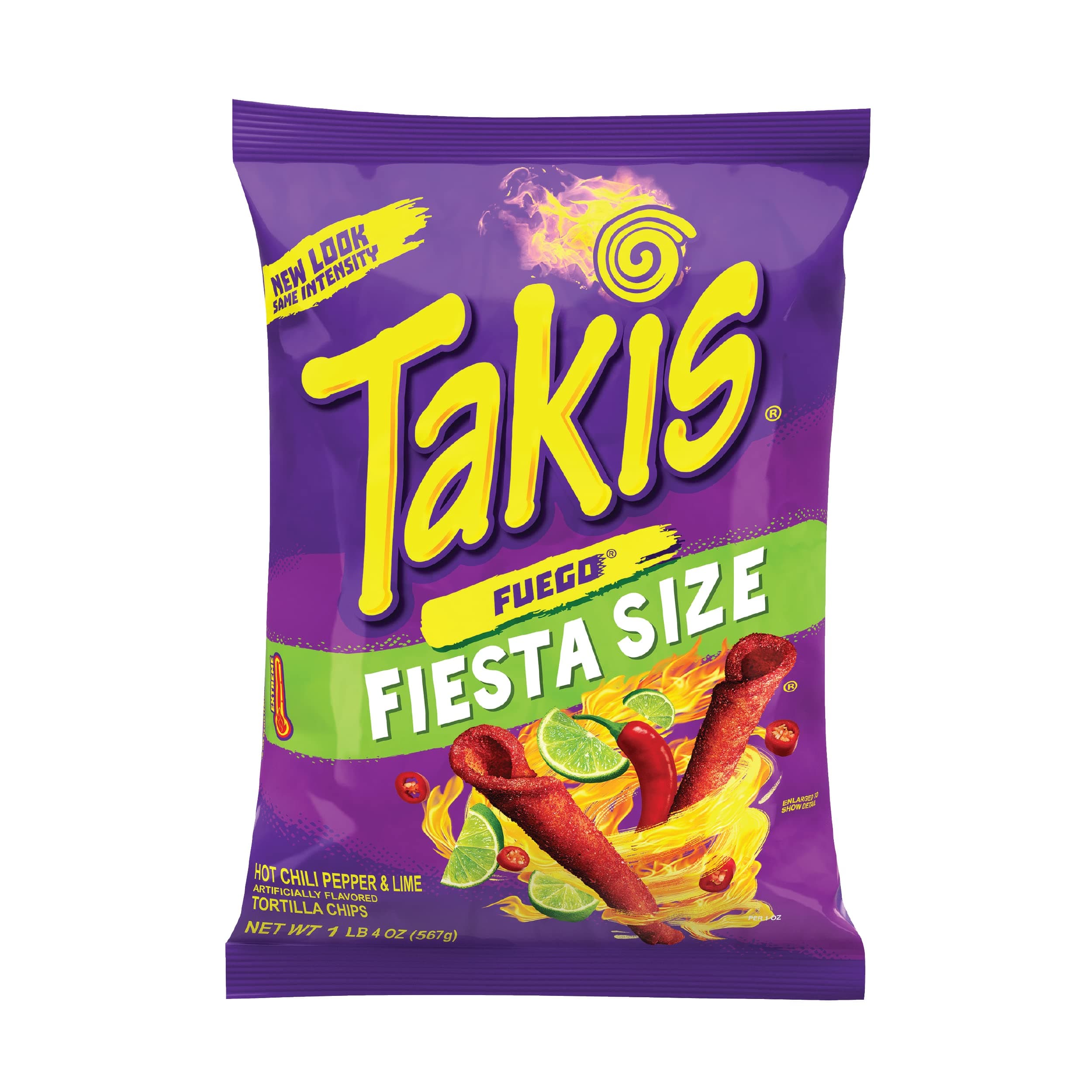 Takis Fuego Rolled Spicy Tortilla Chips, Hot Chili Pepper Lime Flavored Hot Chips, 20 Ounce Fiesta Size Bag