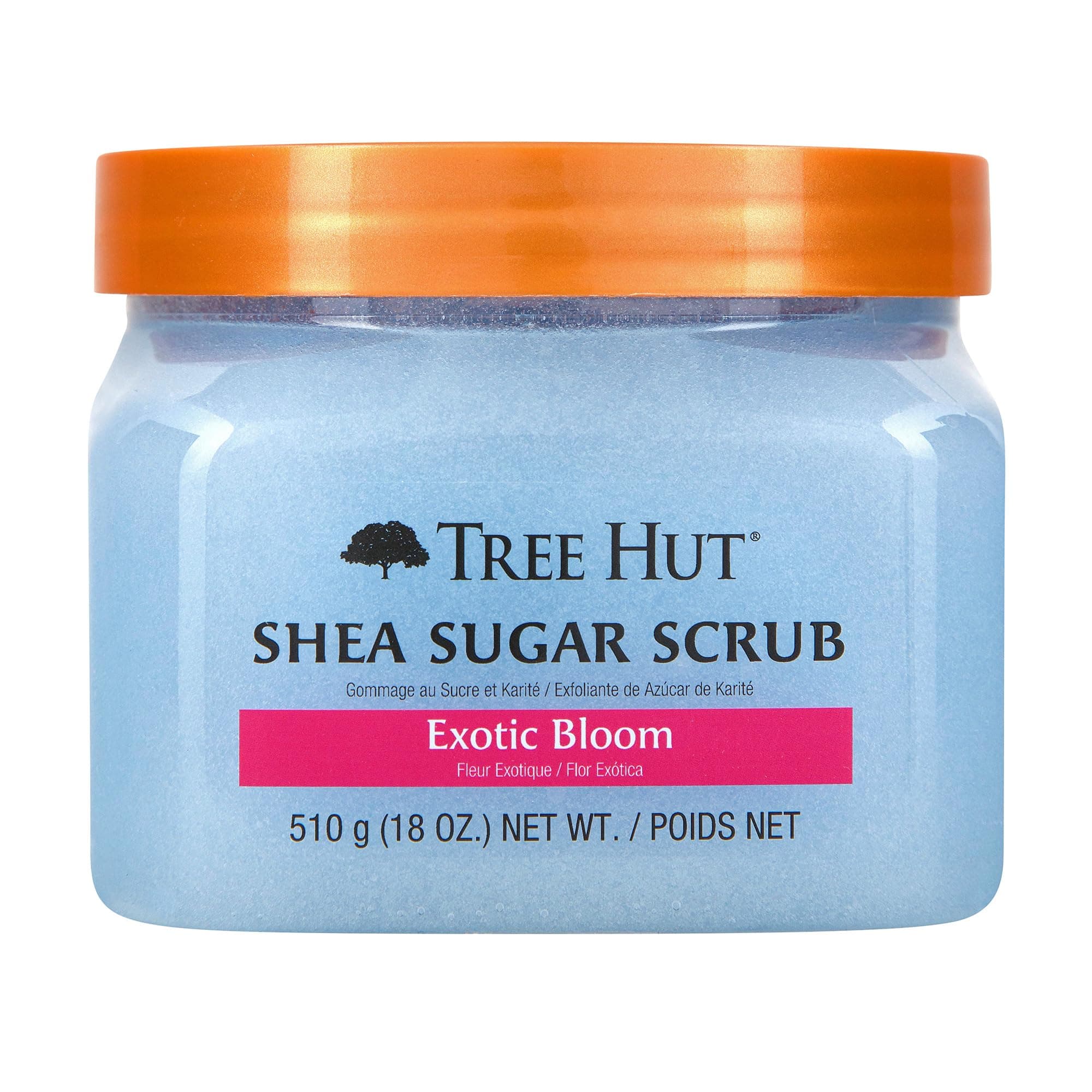 Tree Hut Shea Sugar Scrub Exotic Bloom, 18oz, Ultra Hydrating and Exfoliating Scrub for Nourishing Essential Body Care