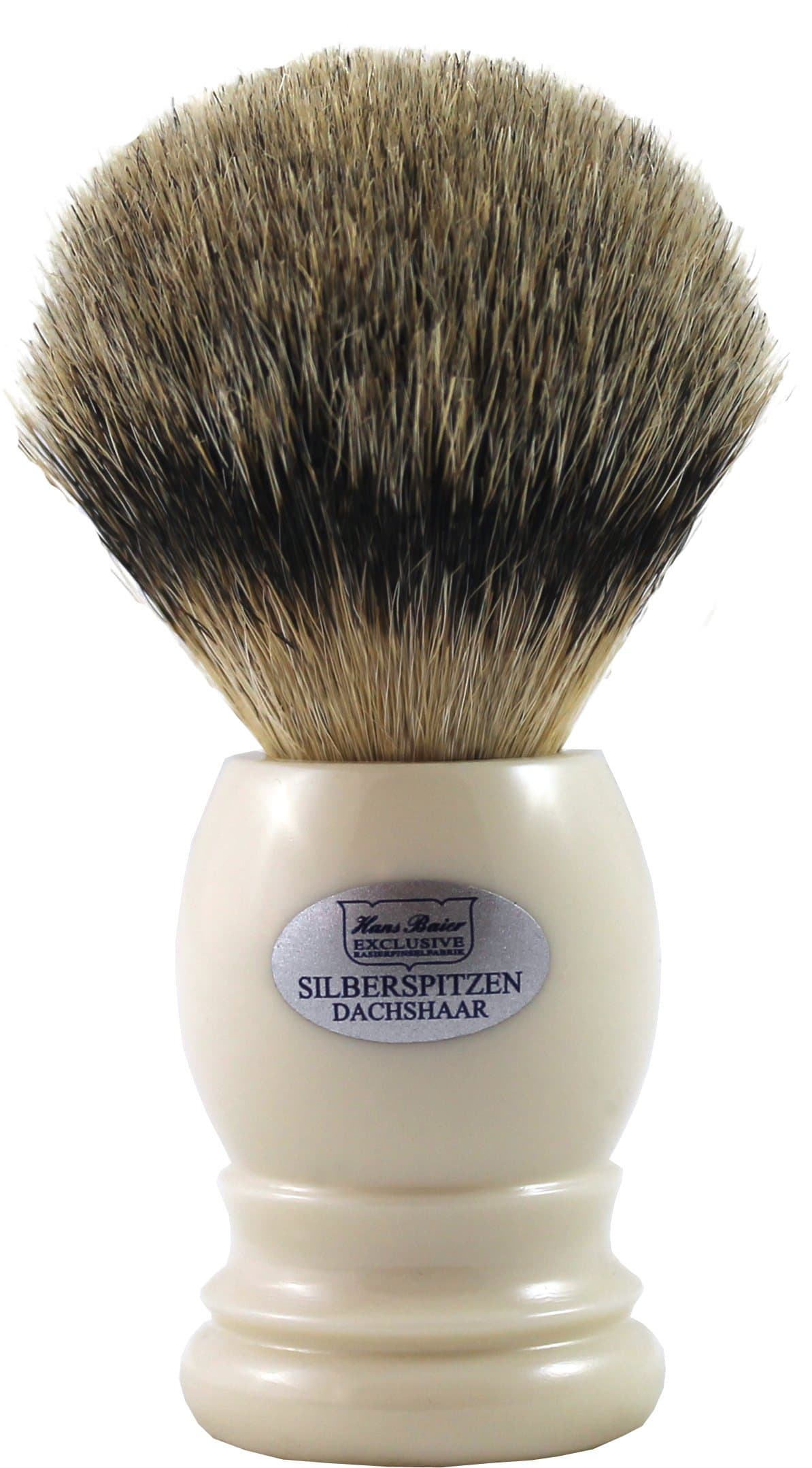 Hans Baier Exclusive Silver Tip Badger Hair Shaving Brush, Creamy White