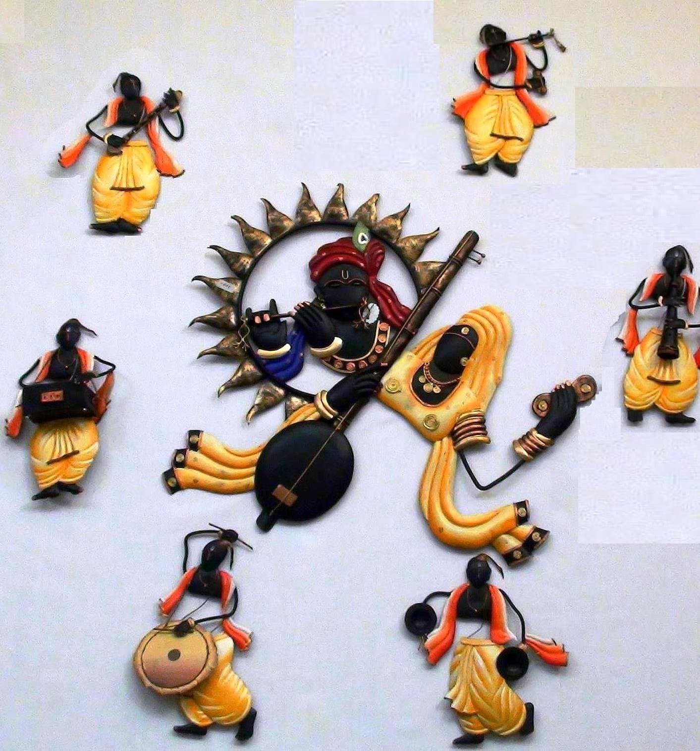 atozcollektive Krishna Meera And Panditji Musician Wall Hanging Set
