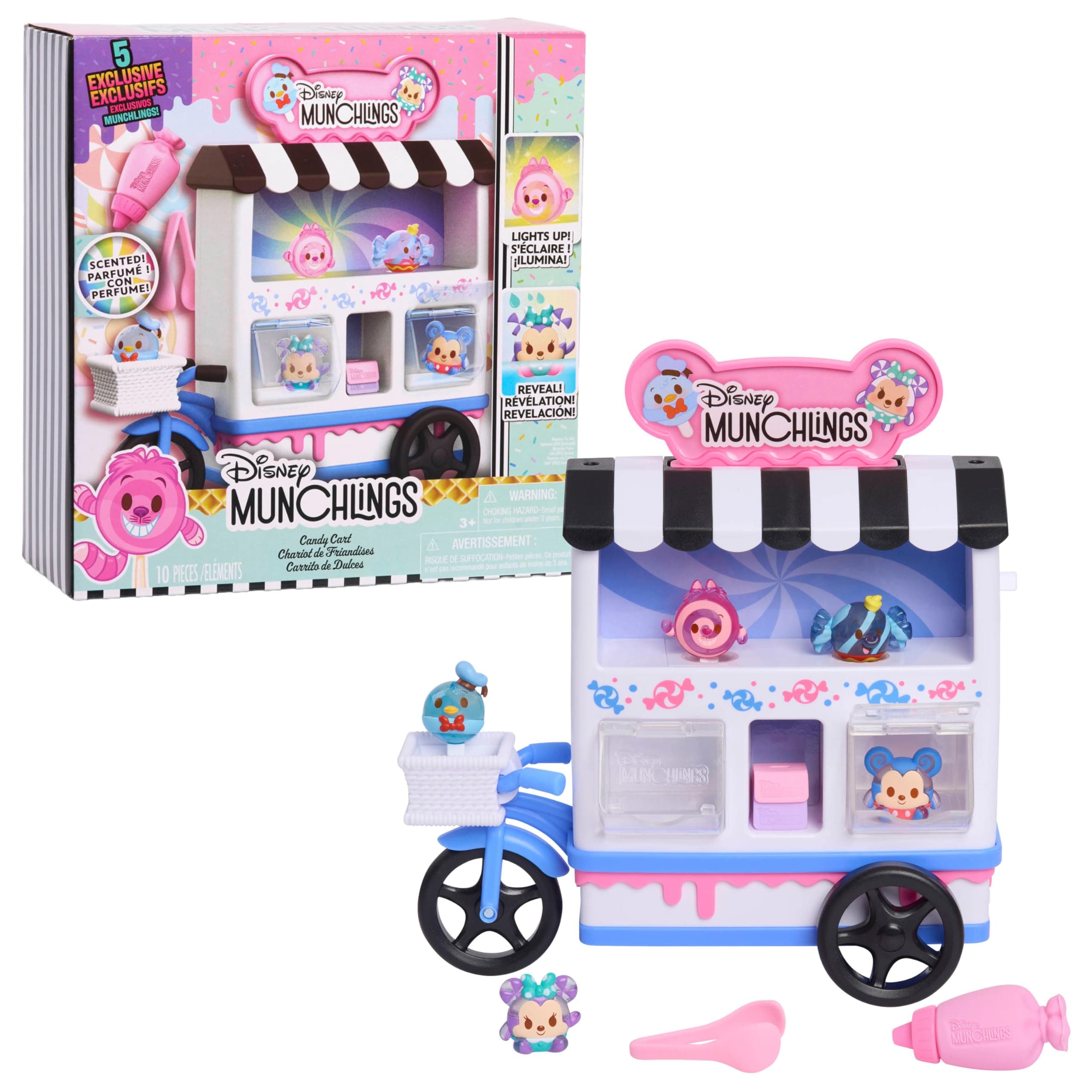 Just Play Disney Munchlings Candy Trolley Playset, 13 Pieces, 2.5 cm Surprise Figures to Collect, Kids Toys from 3 Years