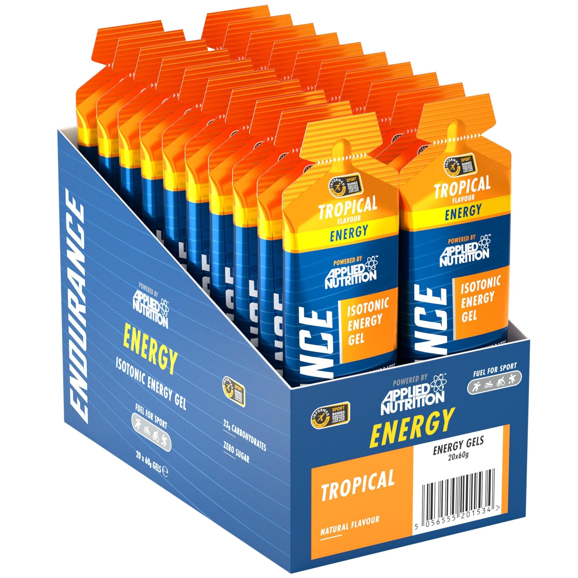 – ISOTONIC | Caffeine Free Energy Gel | Performance-Enhancing Formula | Zero Fat Zero Sugar | 23g Carbohydrates (Pack of 20 x 60g) (Tropical)