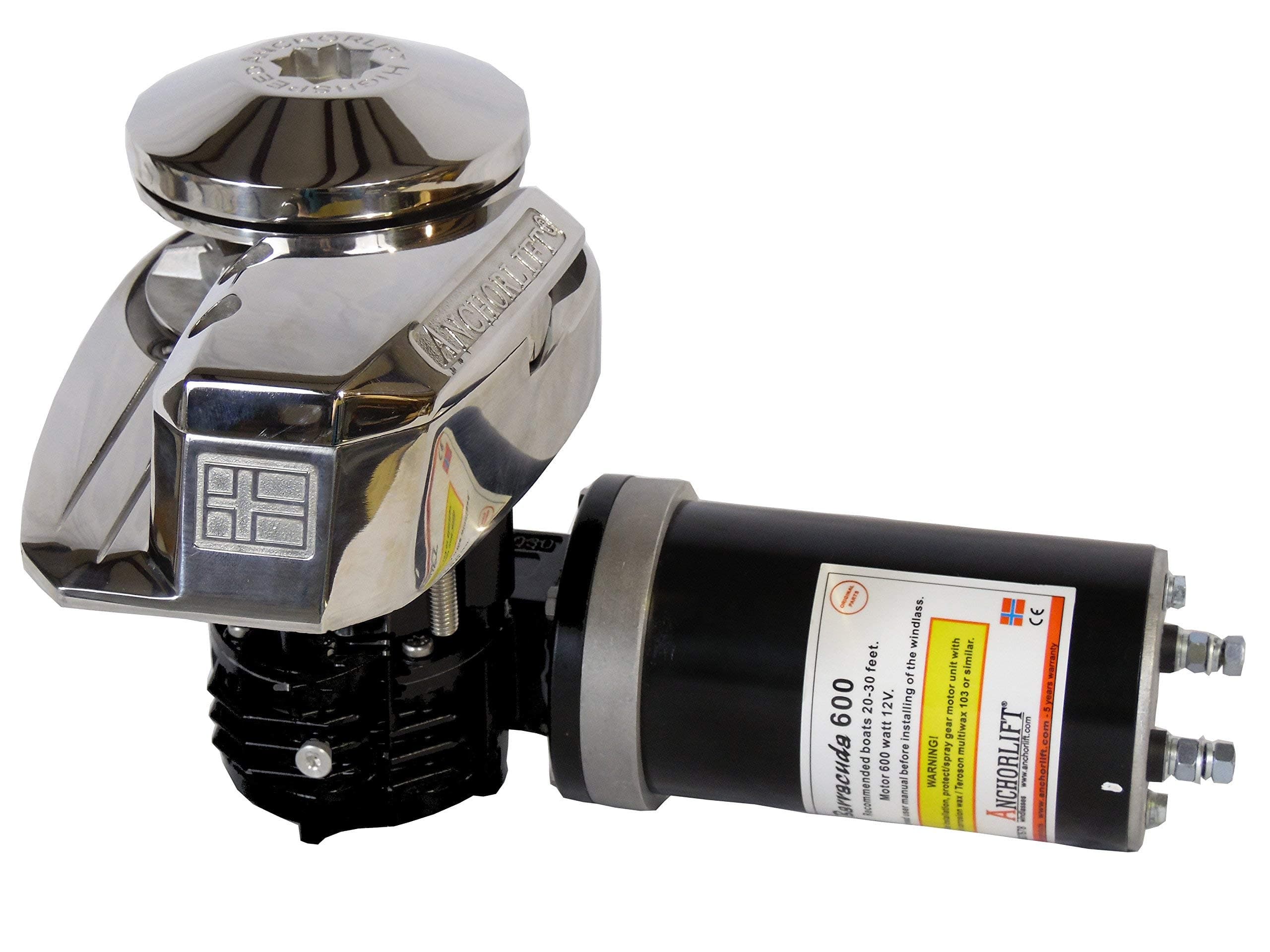 Vertical Windlass Barracuda 600 Model: B612, 1000 Watt, 12 Volt, 1/4" Chain Gypsy, 1/2" Rope. for Boats up to 30 feet.