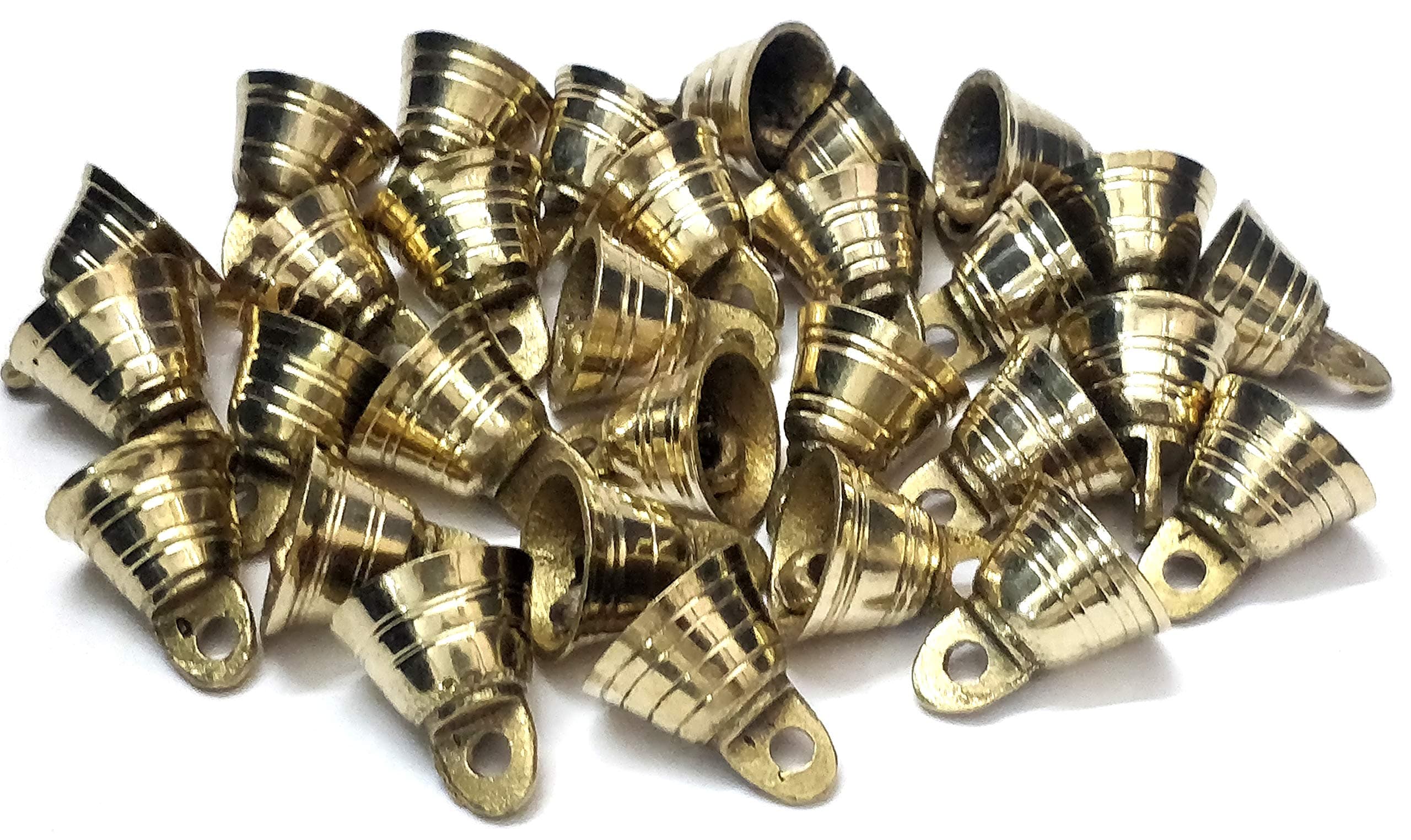 Pack of 100 Small Mini 1 inch Brass Bells Bulk Lot for Crafts Decor, Doors, Wedding, Party, Gift, Indian Bells by AzKrafts
