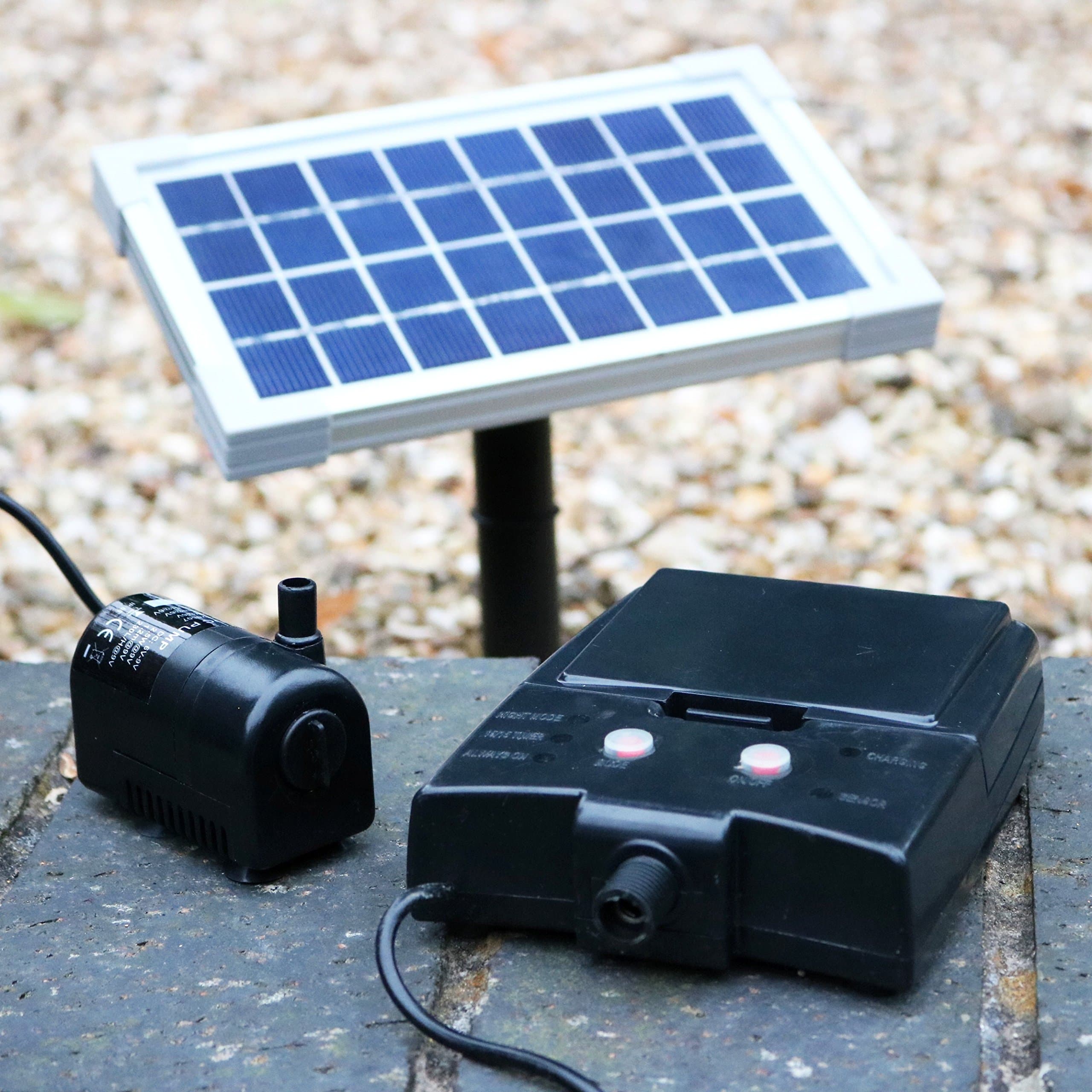 Solar Water Fountain Pond Pump with Battery Backup - 2.5W Pump Kit for Bird Bath, Water Feature, Waterfall by PK Green