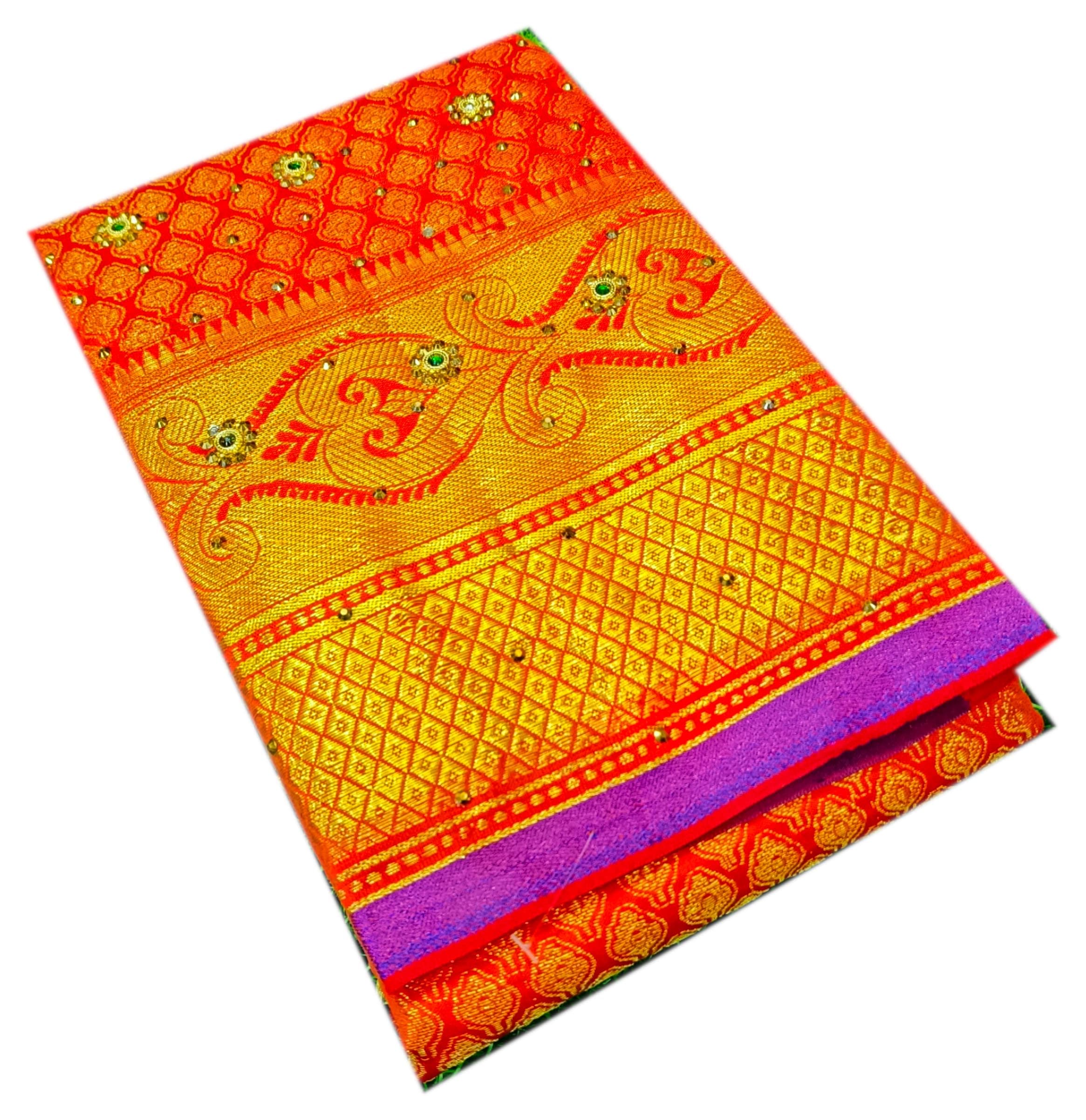 Spewim Womens Semi Silk Stone Zari Work Full Brocade 6 Yard Saree With Brocade Blouse Piece