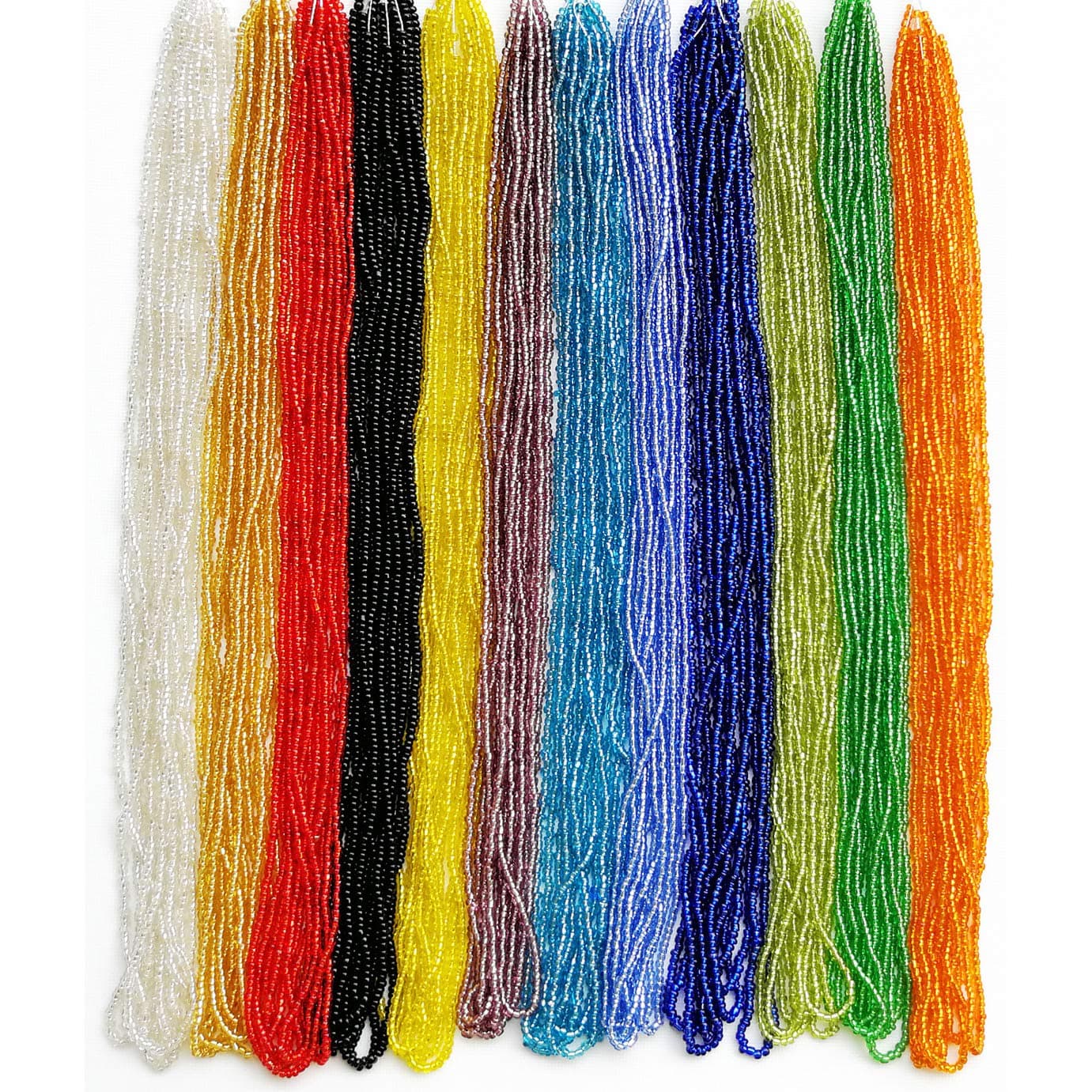 11/0 Glass Seed Beads 1 Hank 3 Meters (12 String Hanks,Total 12 Colors) Glass Silver Lined