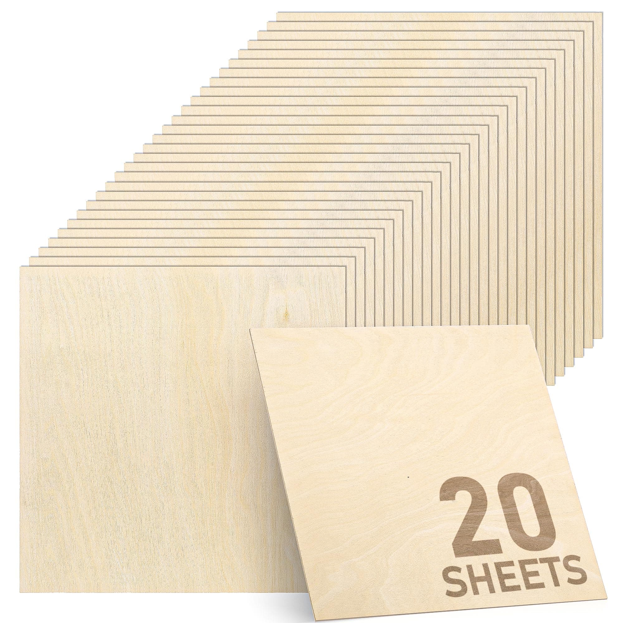 - Baltic Birch Plywood - 1/8 Inch Thickness - 11.8" x 11.8" Square Wood Sheets for Laser Cutting, CNC Cutting and Crafts - Pack of 20, by TX liteart