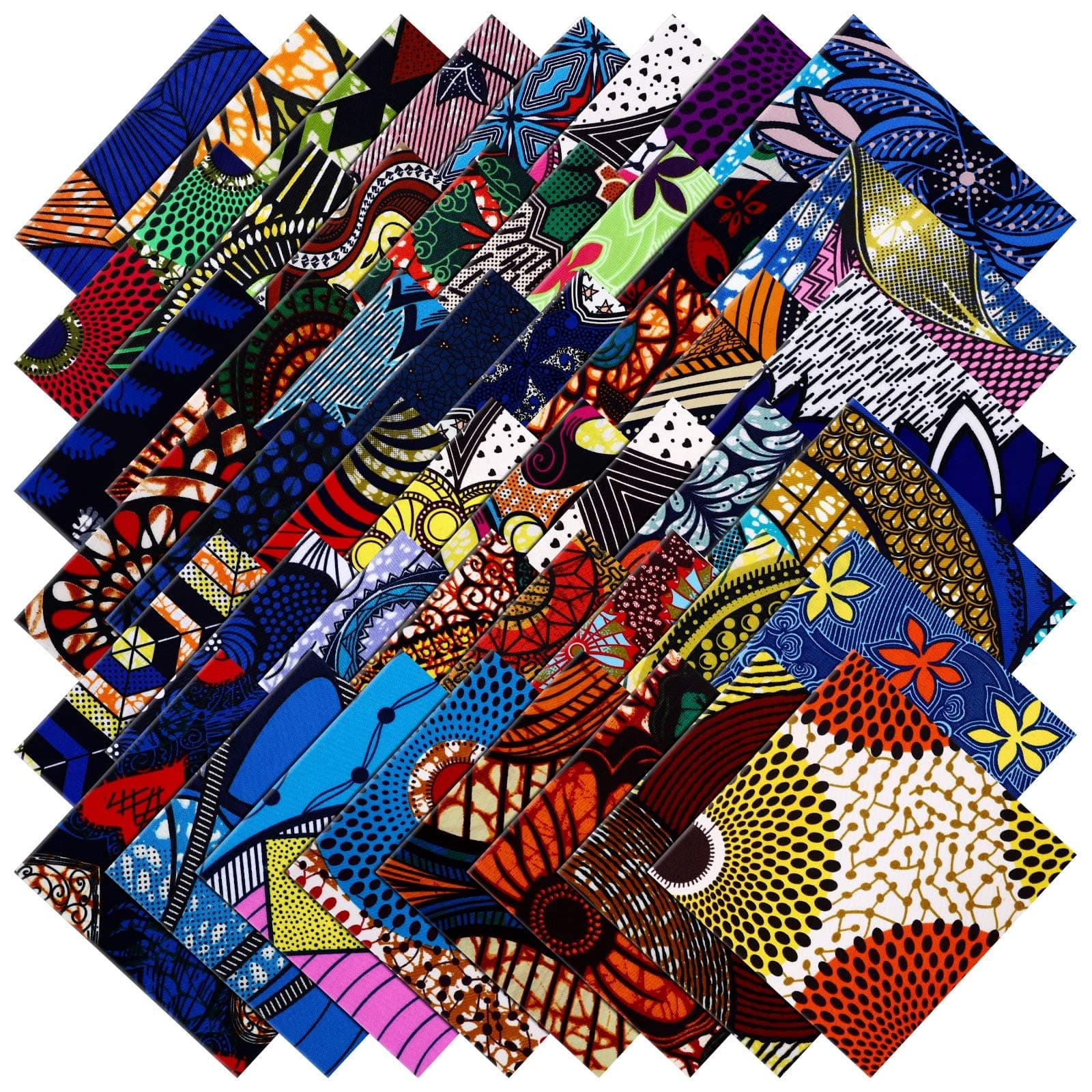 Tudomro 100 Pieces 10 x 10 Inches Cotton Fabric Squares Patchwork Quilting Fabric Bundles Layer Precut Quilt Material for DIY Craft Sewing Cloths Handmade Accessories(African)