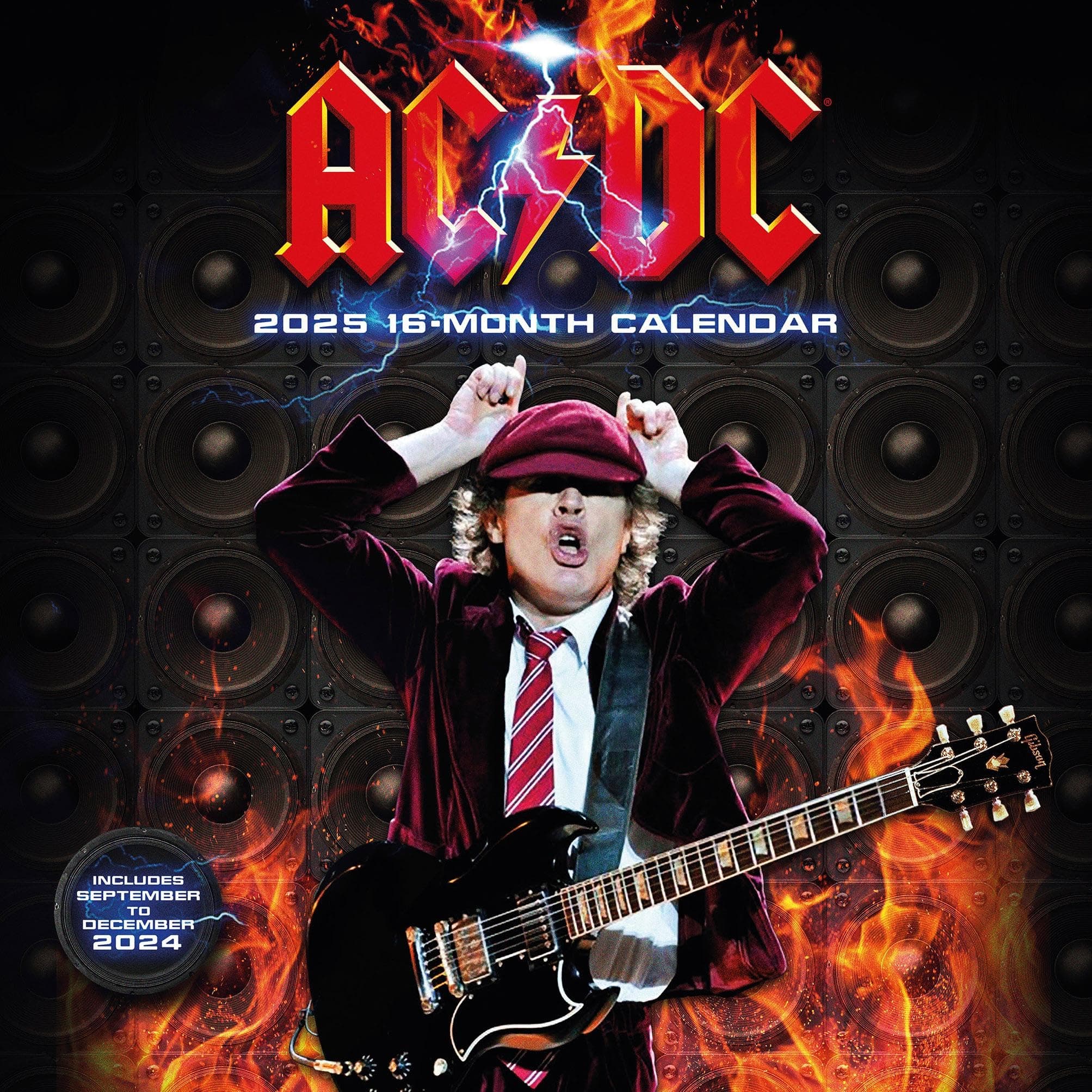 Pyramid International AC/DC 2025 Calendar – Legendary Rock Band Art, High-Quality Paper, 16-Month Planner, Gift for AC/DC Fans, Collector’s Edition