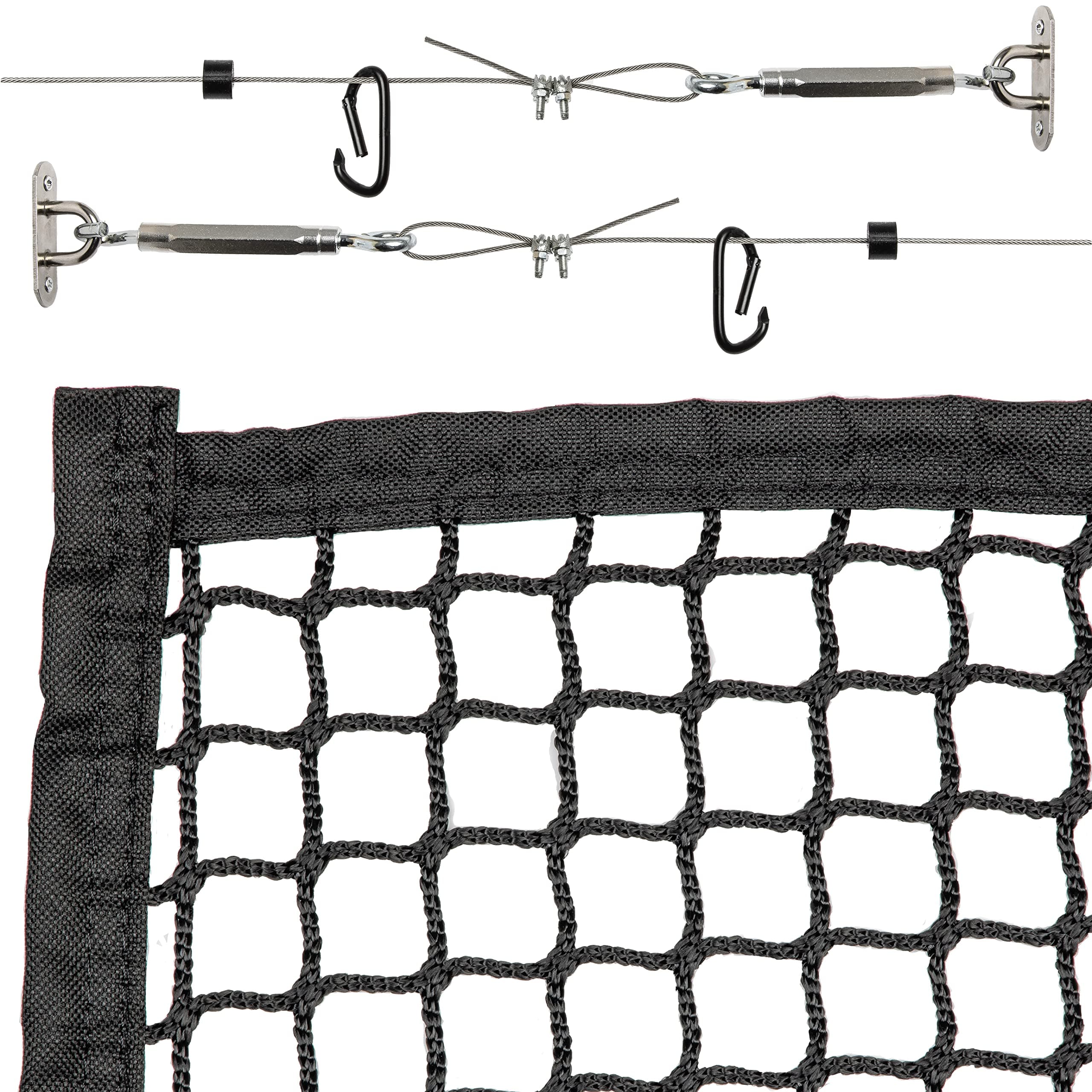 GoSports Sports Netting with Stainless Steel Hanging Kit - Hitting Net for Golf, Baseball, Hockey, Soccer, LAX and More - 20 ft