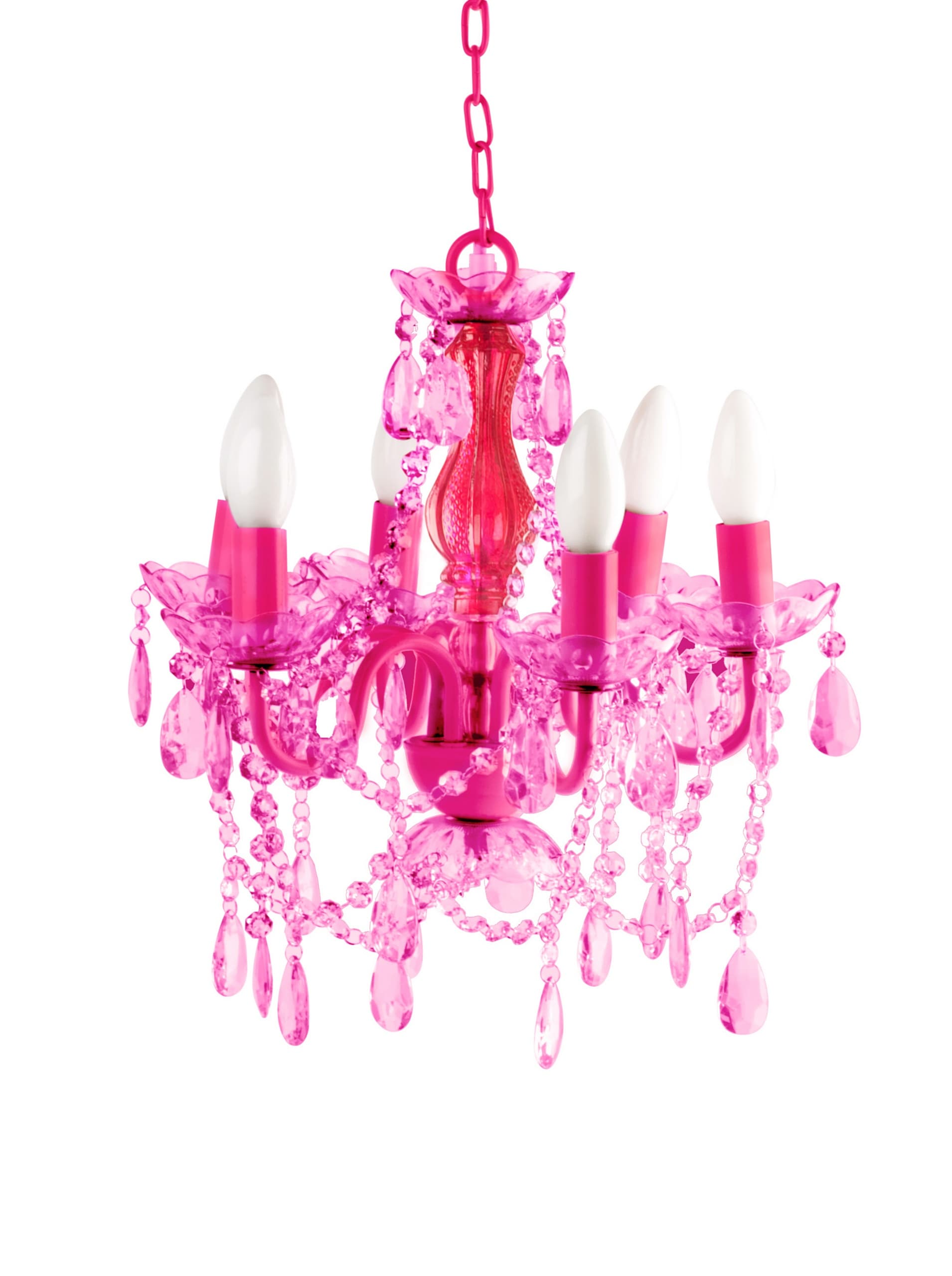 Silly Gifts SY100774FU-110V Gypsy Small Fuschia 6 Arm Chandelier, 15" x 15" x 11", Fuchsia