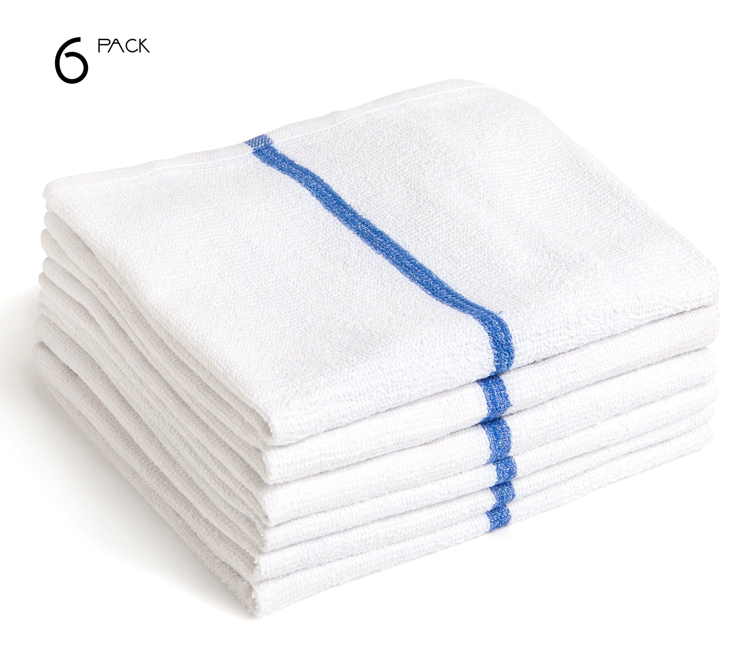 Liliane Collection 6 Bar Mops Kitchen Towels - 15" x 18" Commercial Grade 100% Cotton Kitchen Towels (High Density 28 oz/Dozen) - Terry Bar Mop Dish Towel - Thick and Absorbent