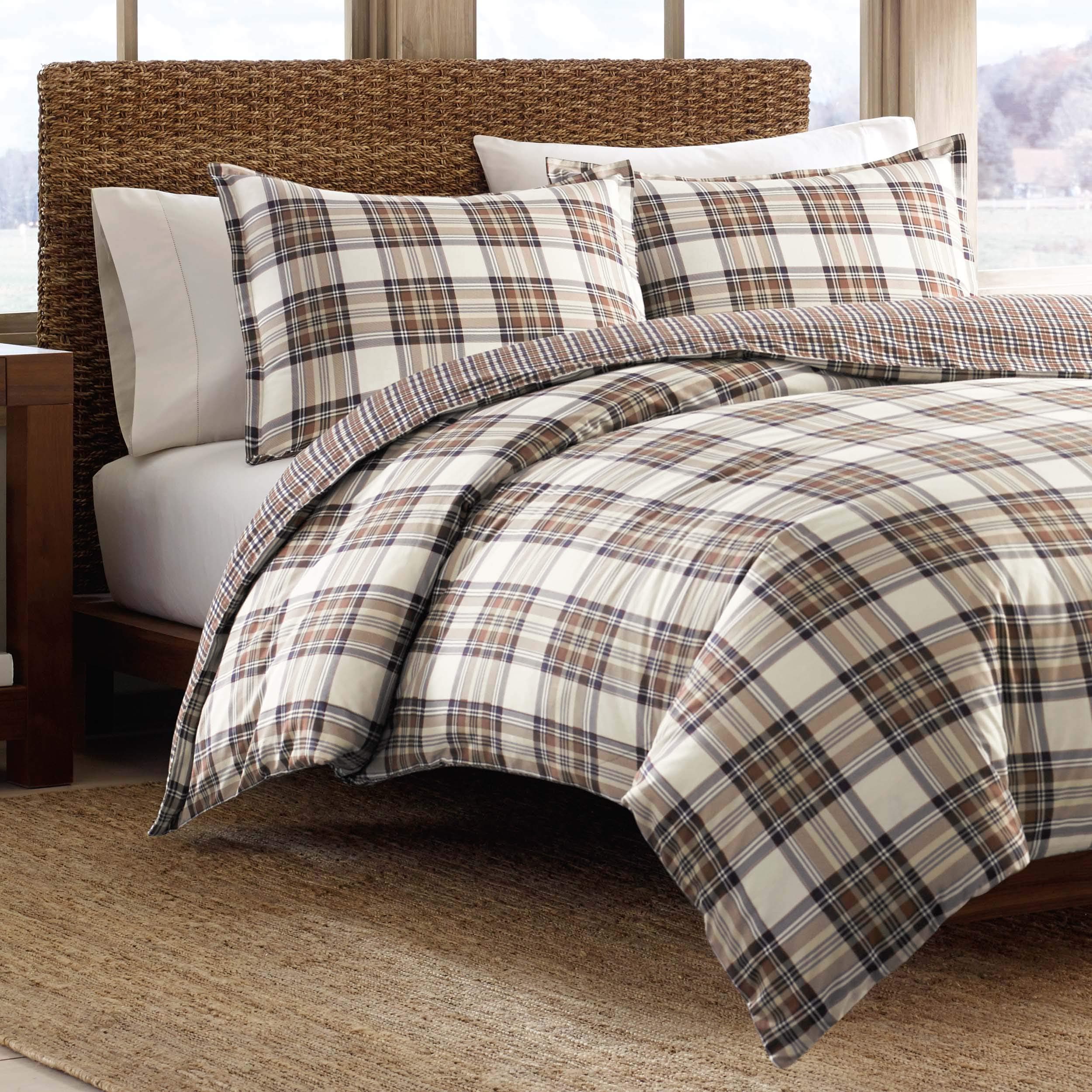 Eddie Bauer Edgewood Plaid Duvet Cover Set, Queen, Khaki