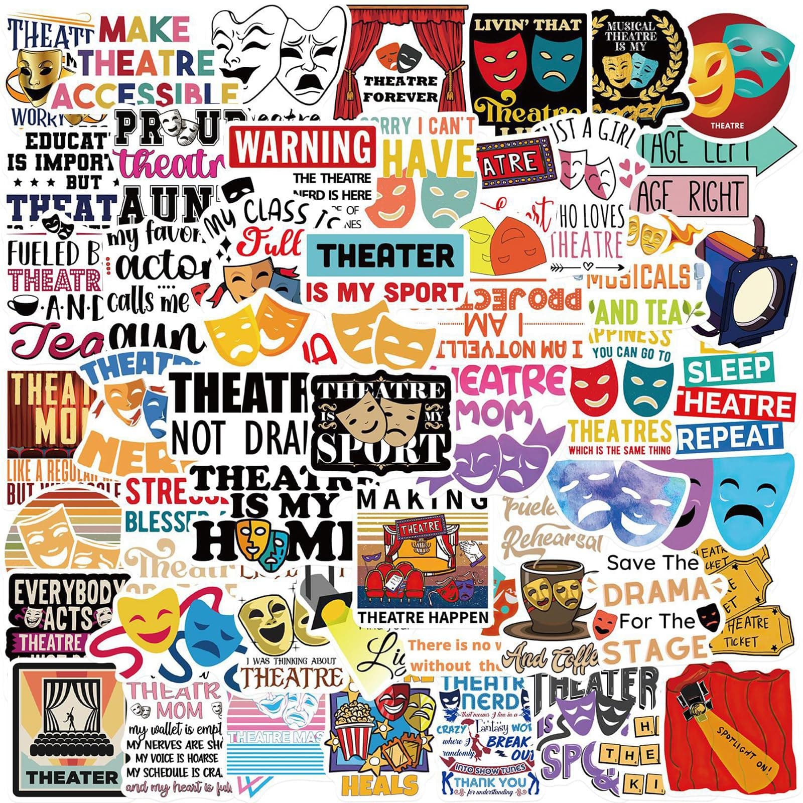 Theatre Stickers,50 PCS Aesthetic Waterproof Stickers,Vinyl Sticker for Water Bottle,Laptop,Phone,Skateboard Sticker (Theatre)