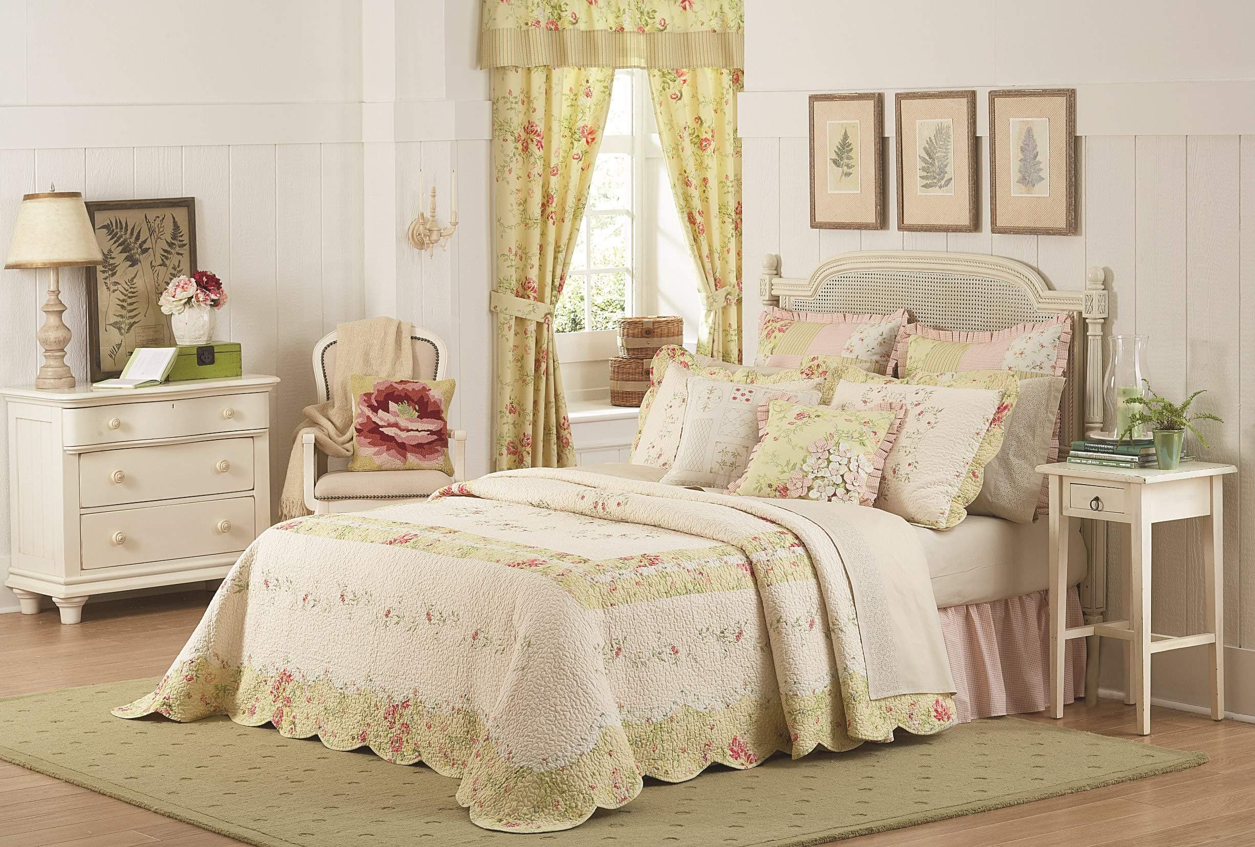 Mary Janes FarmMary Janes Farm Prairie Bloom Bedspread, Queen, Yellow/Pink
