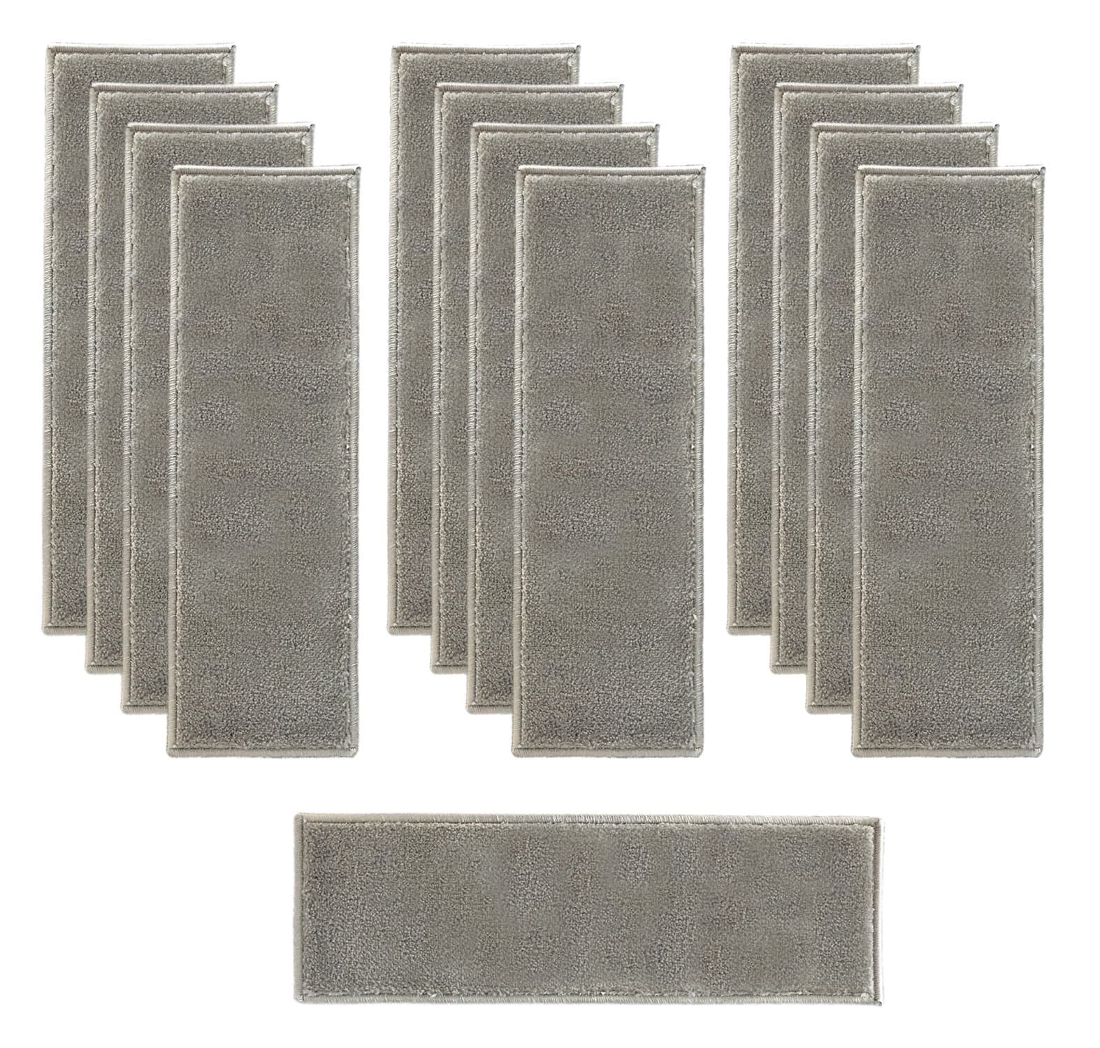 Sultansville Trellisville Collection Solid Design Vibrant and Soft Stair Treads, Grey, Pack of 13