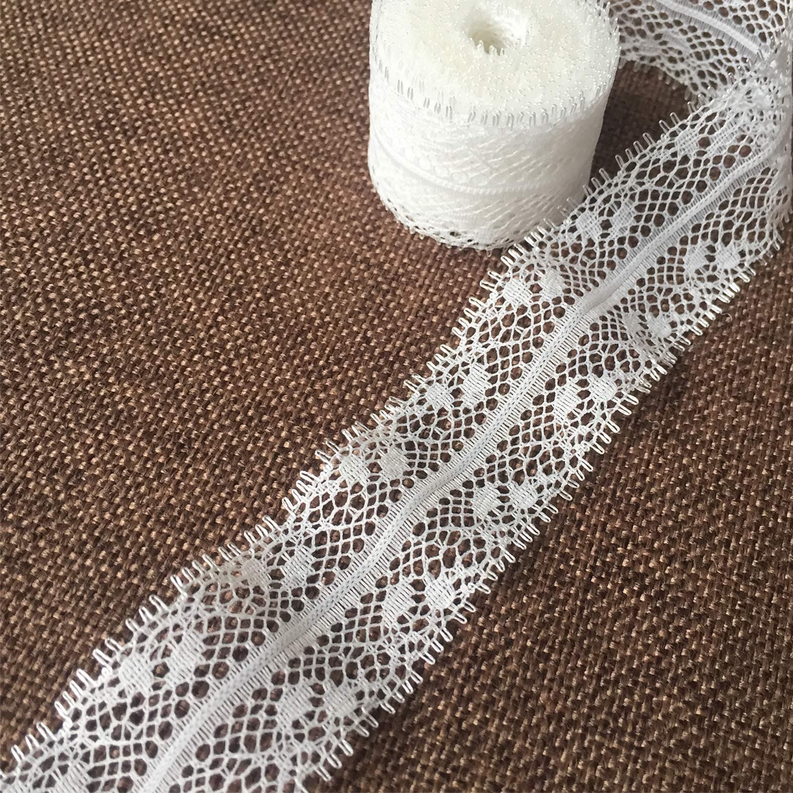 Olive Lace 1.2 inches Wide 15 Yards White lace Trim Ribbon with Floral Pattern for Bridal Wedding Decorations , Sewing DIY Making and DIY Crafts (h702 White)