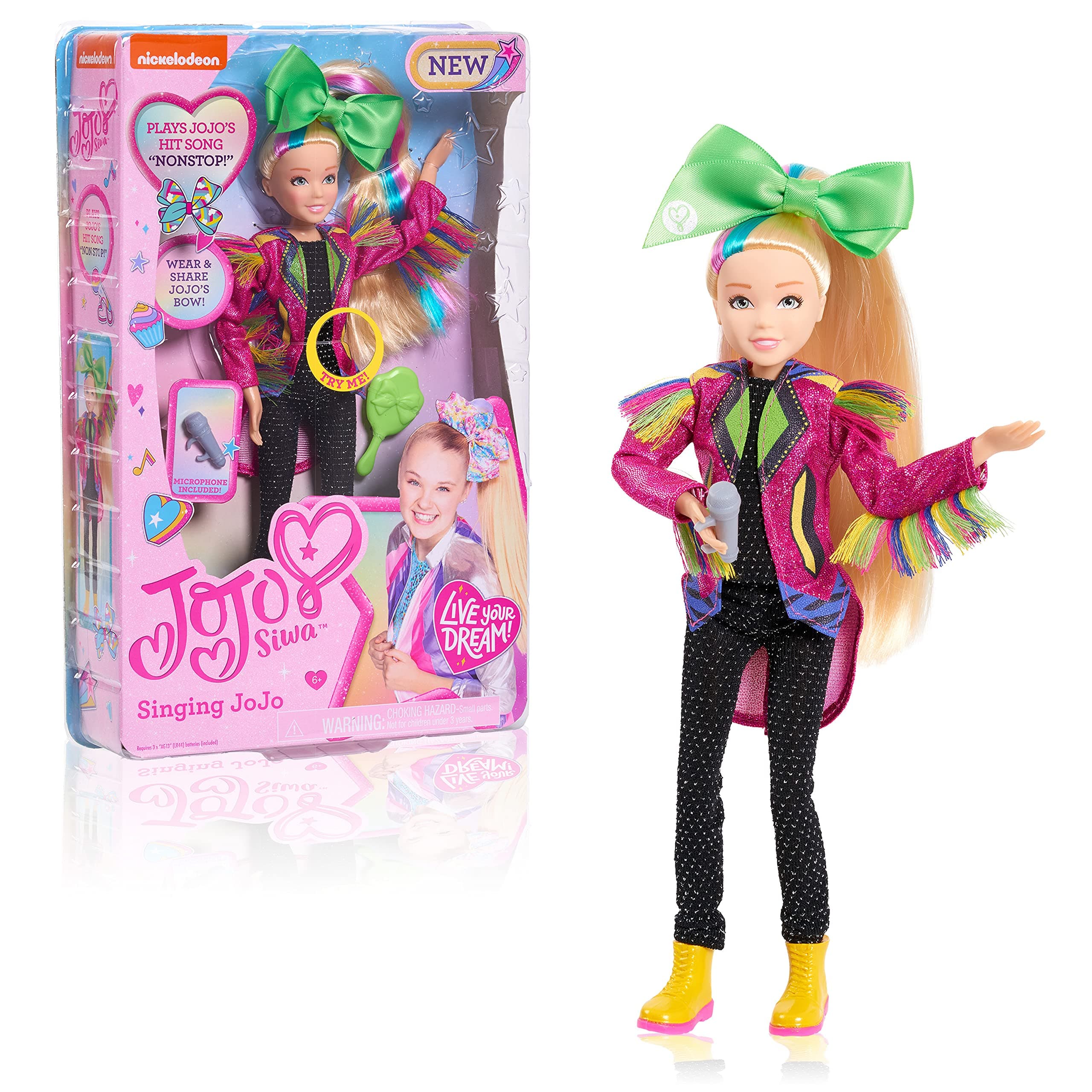 10 Inch Singing Doll, Sings Hit Song Titled Non-Stop, Pink Jacket With Rainbow Fringe
