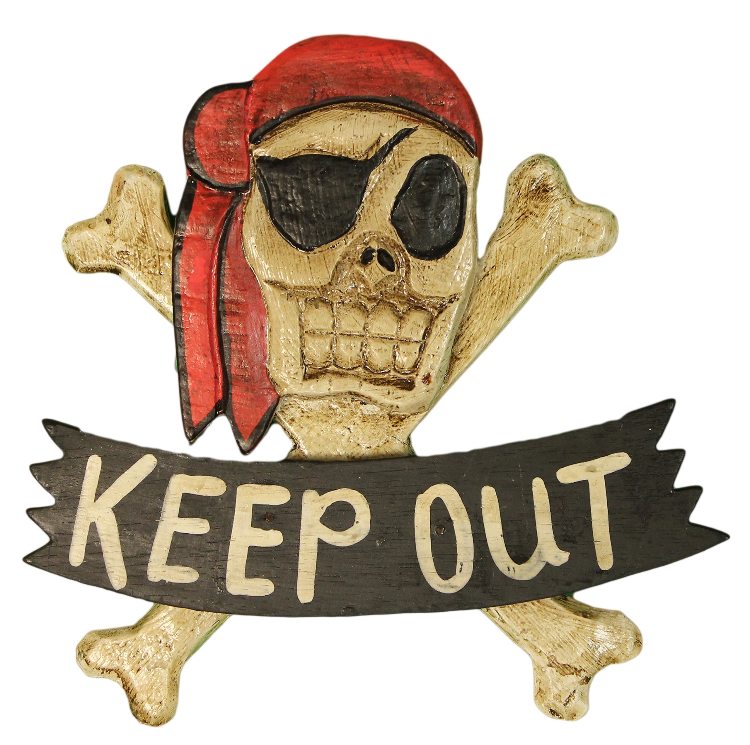 Hand Made 10 Inch by 10 Inch Jolly Roger Pirate Keep Out Sign