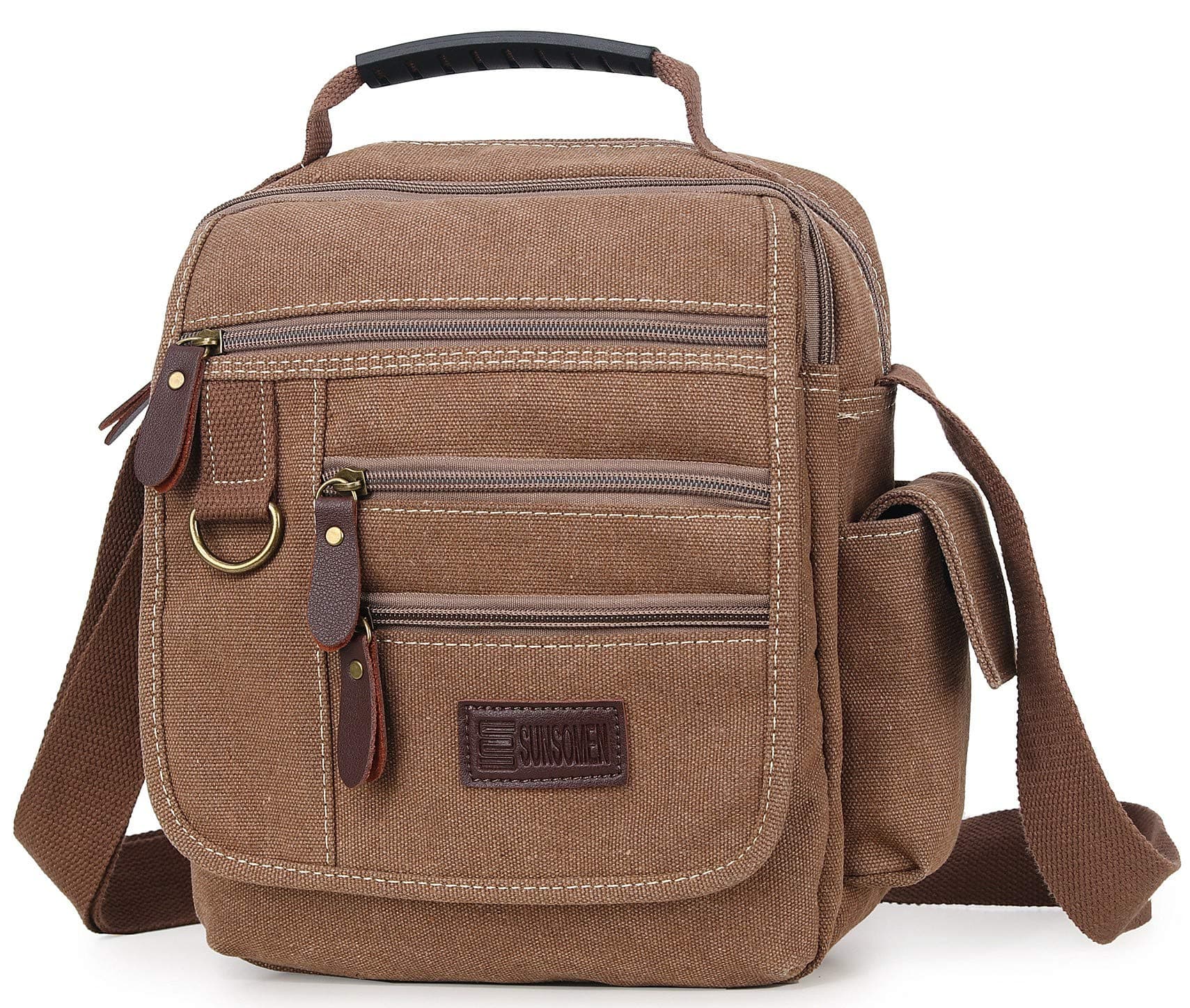 Mens bag Canvas Shoulder Bag Small Messenger Crossbody Bag Work Bag Vintage Multi-function