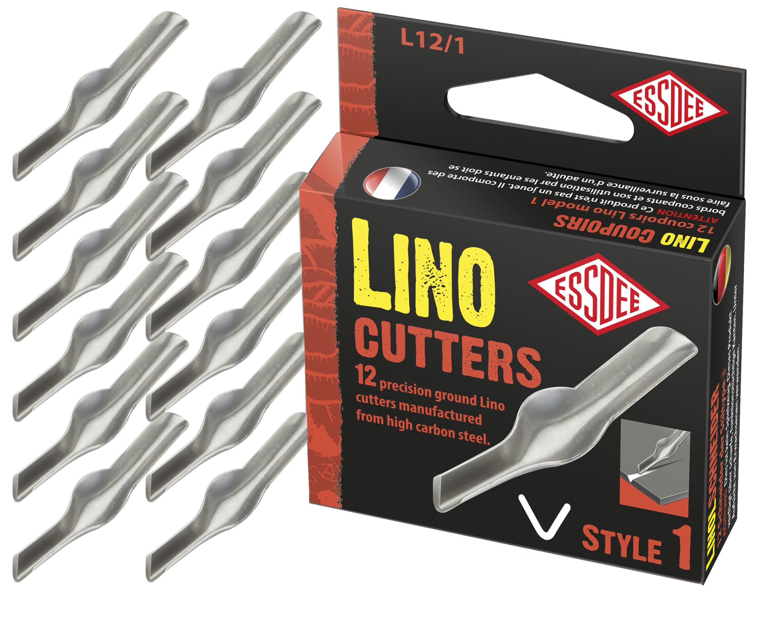 Educational Arts 71040001 L12/1 Lino Cutter Number 1, Pack of 12, Silver