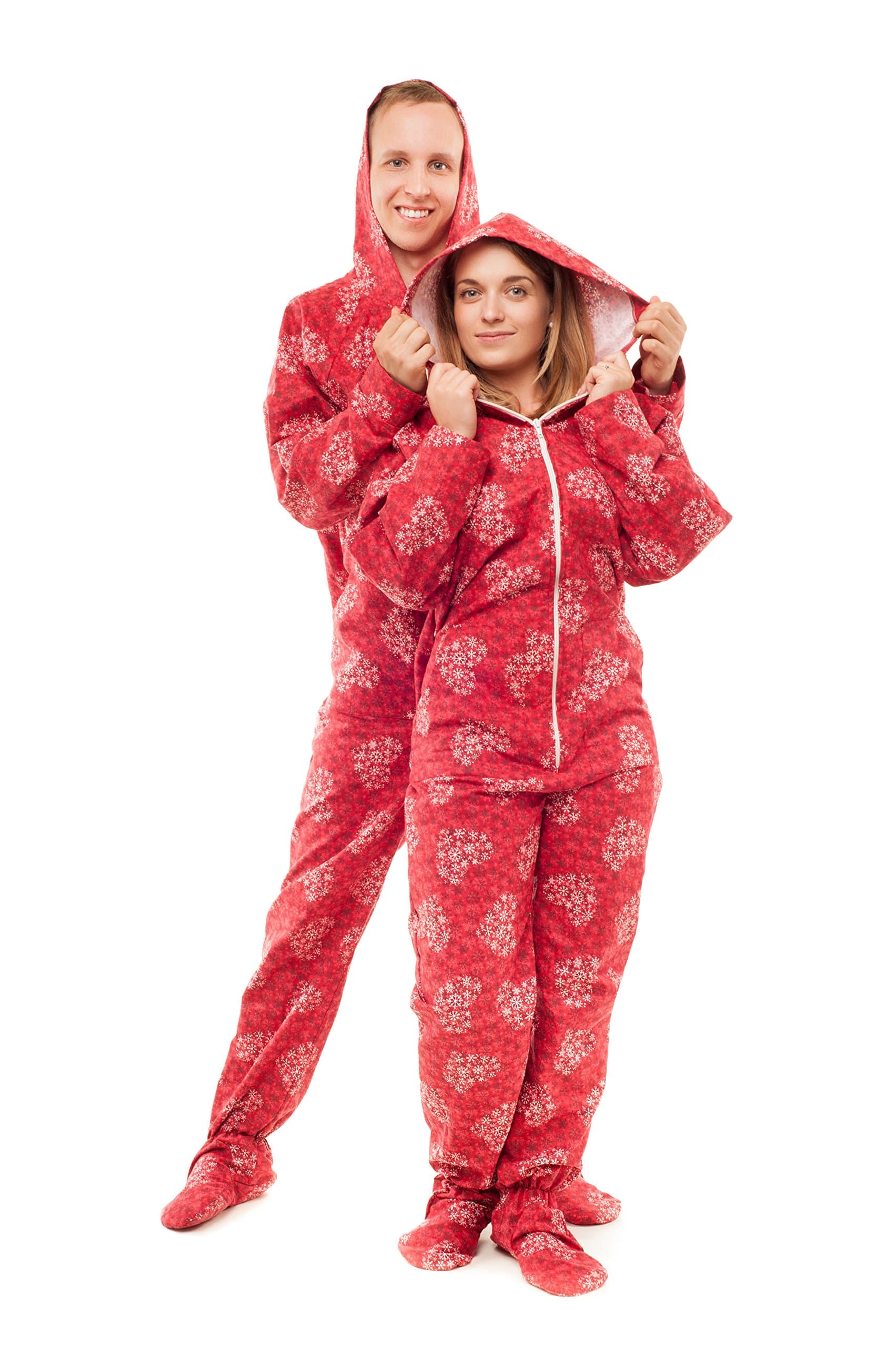 Kajamaz Snowflake Hearts Adult Footed Onesie Pyjamaz 100% Flannel