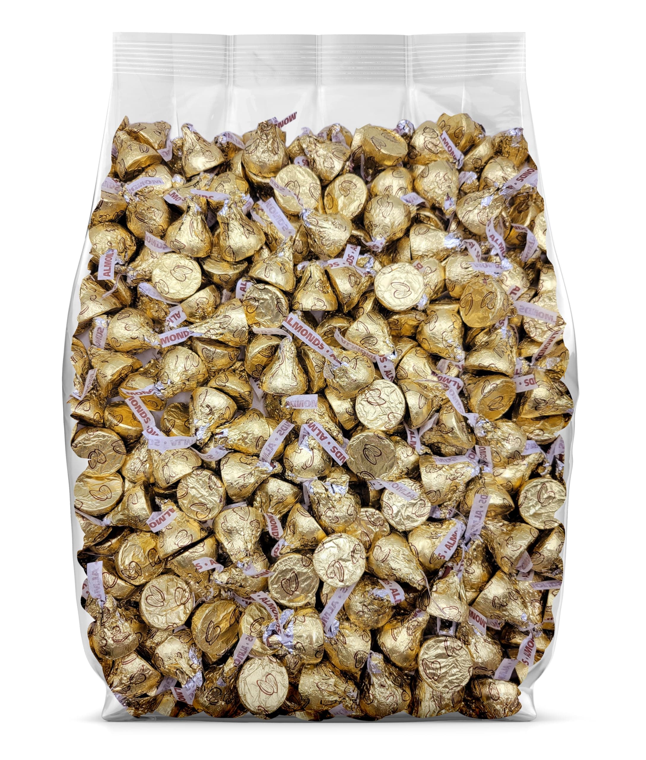 Hershey Kisses Almond Bulk Candy - 2lb Bulk Bag of Almond Kisses in Gold Foils - Individually Wrapped Milk Chocolate Hershey Kisses with Almonds - 2 Pounds Bulk Kisses Chocolate Candy