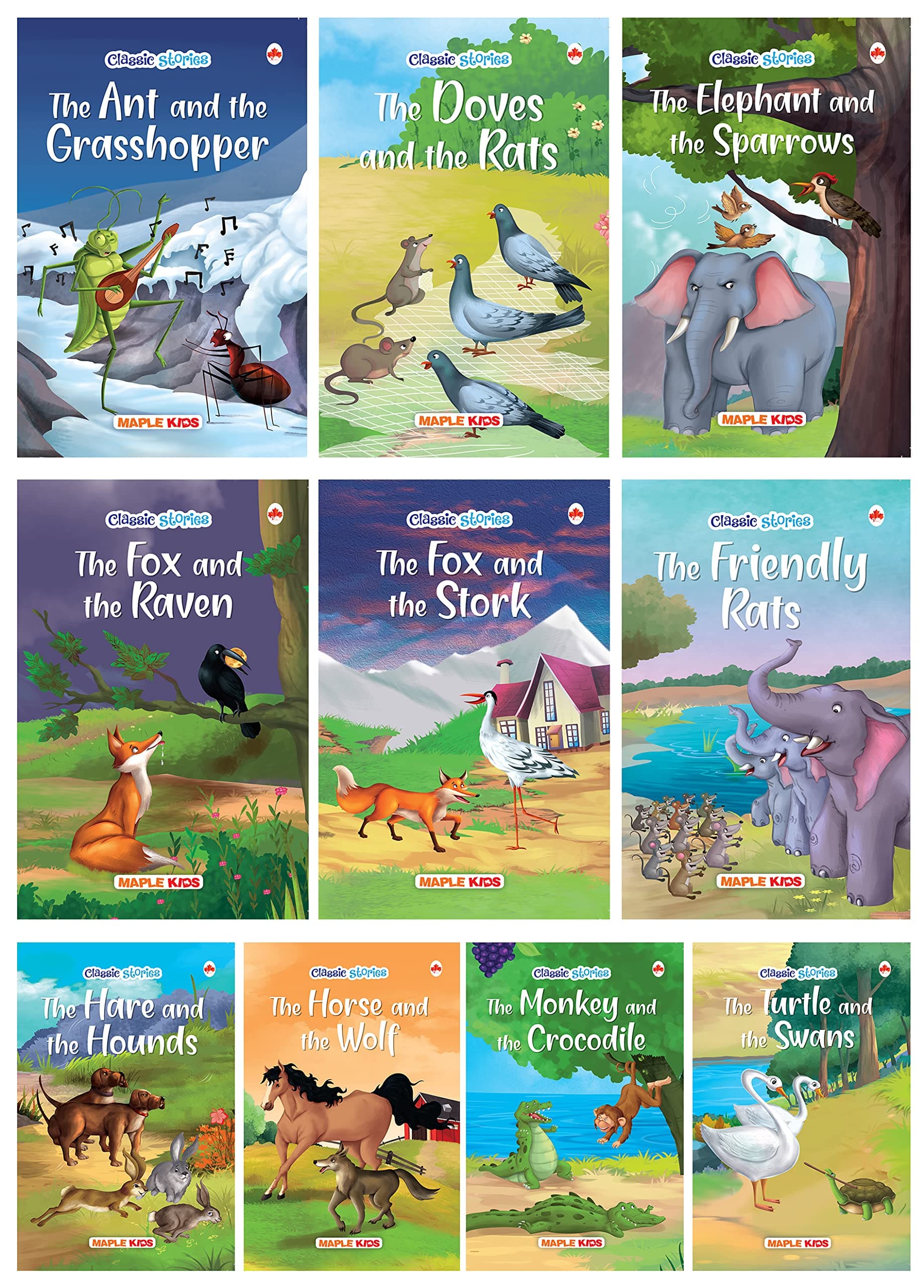 Story Books for Kids - Classic Stories (Illustrated) (Set of 10 Books) - Moral Stories - English Short Stories with Colourful Pictures - Bedtime Children Story Book - 3 Years to 10 Years Old Children - Read Aloud to Infants, Toddlers