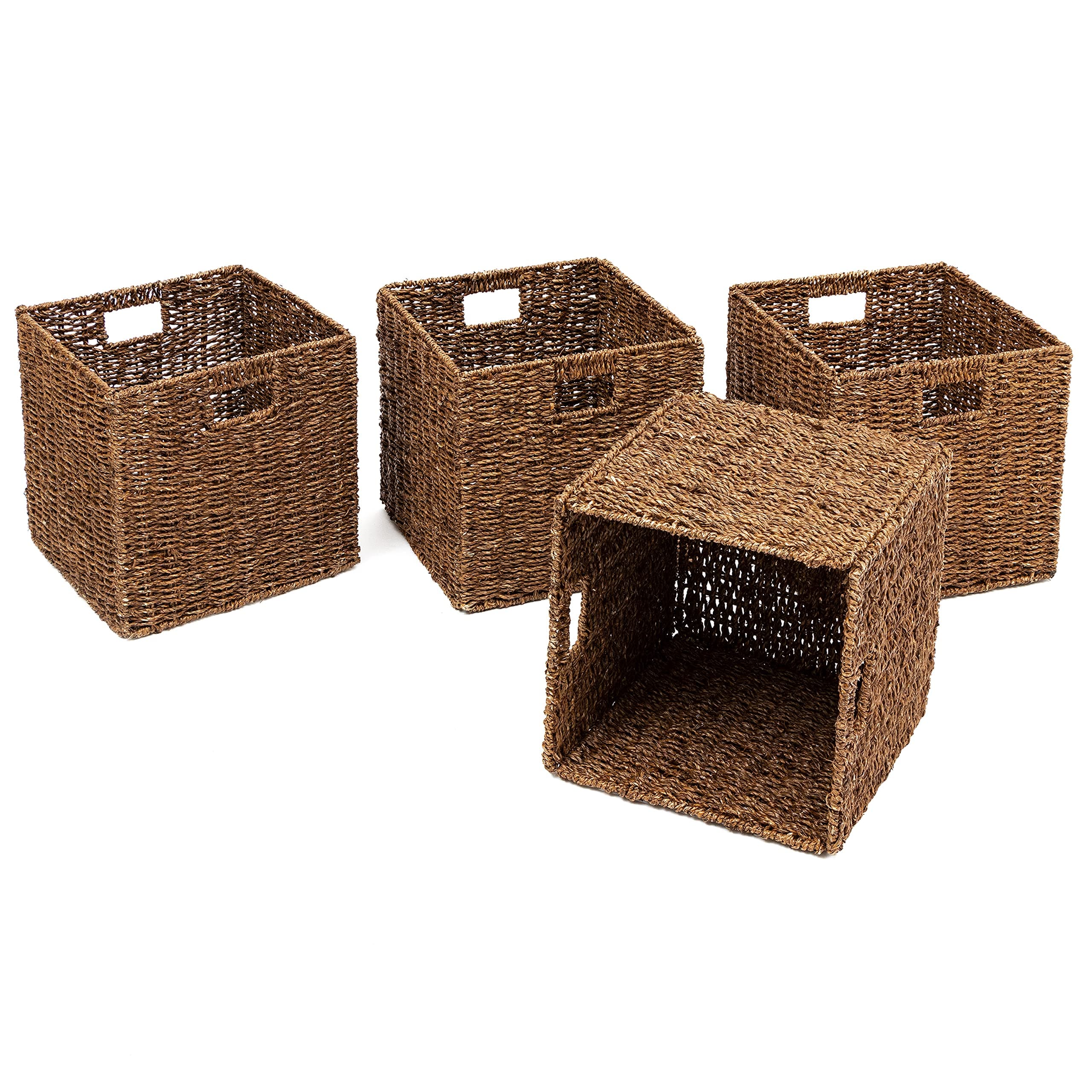 Foldable Storage Basket with Iron Wire Frame By Trademark Innovations (Set of 4)
