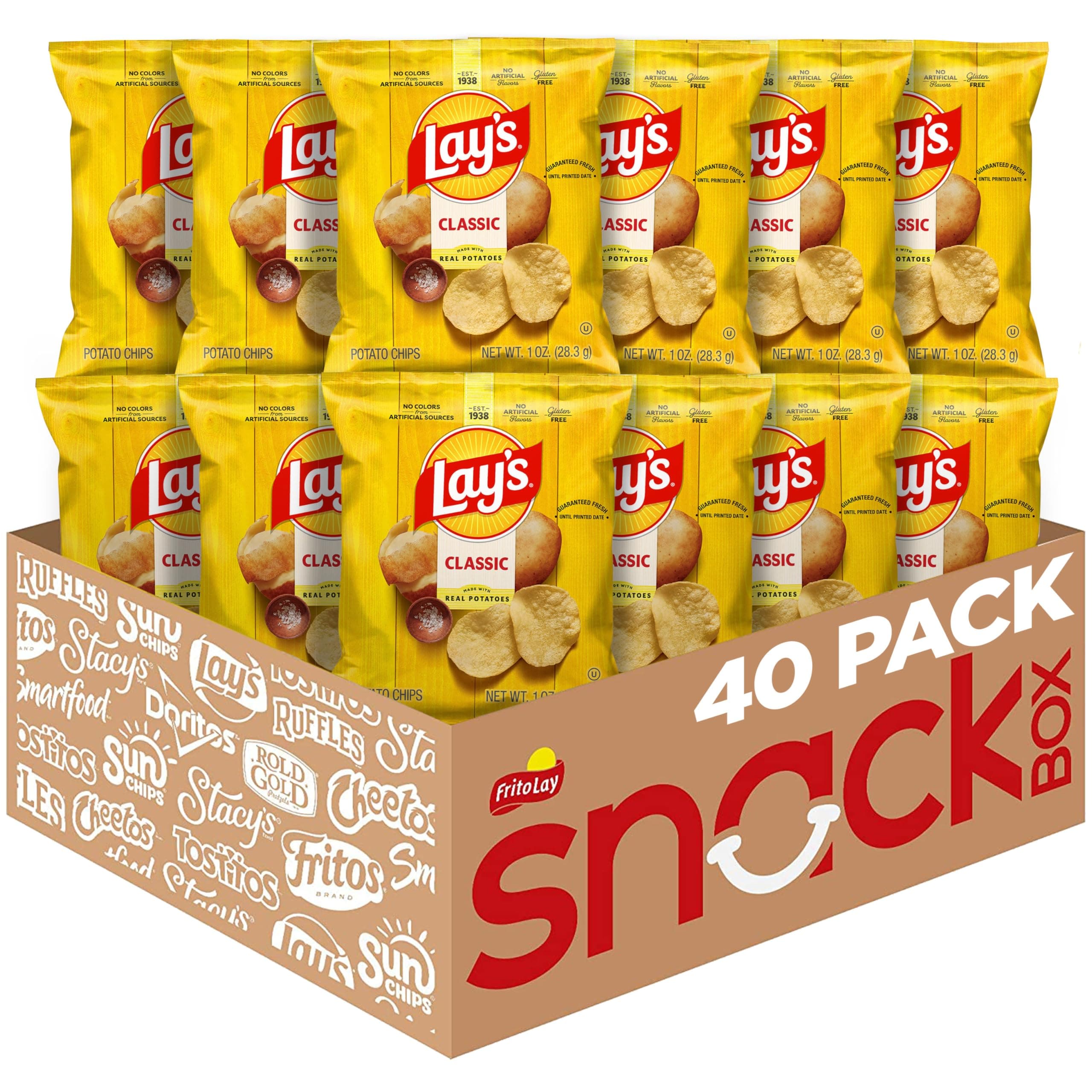 Lay's Classic Potato Chips, 1 Ounce (Pack of 40)