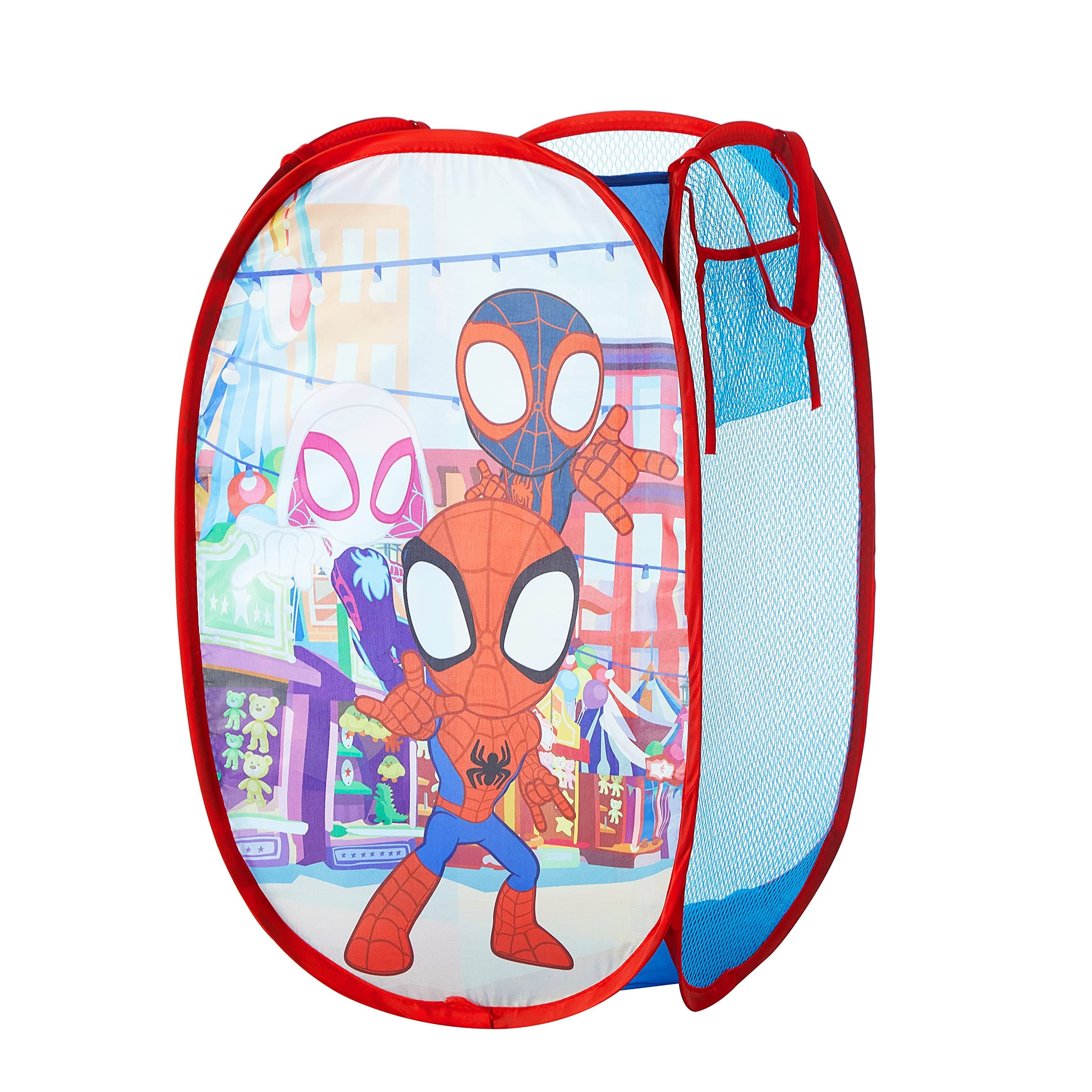 Disney Jr. Spidey and His Amazing Friends Pop Up Storage and Laundry Hamper, 21" H x 13.5" W X 13.5" L