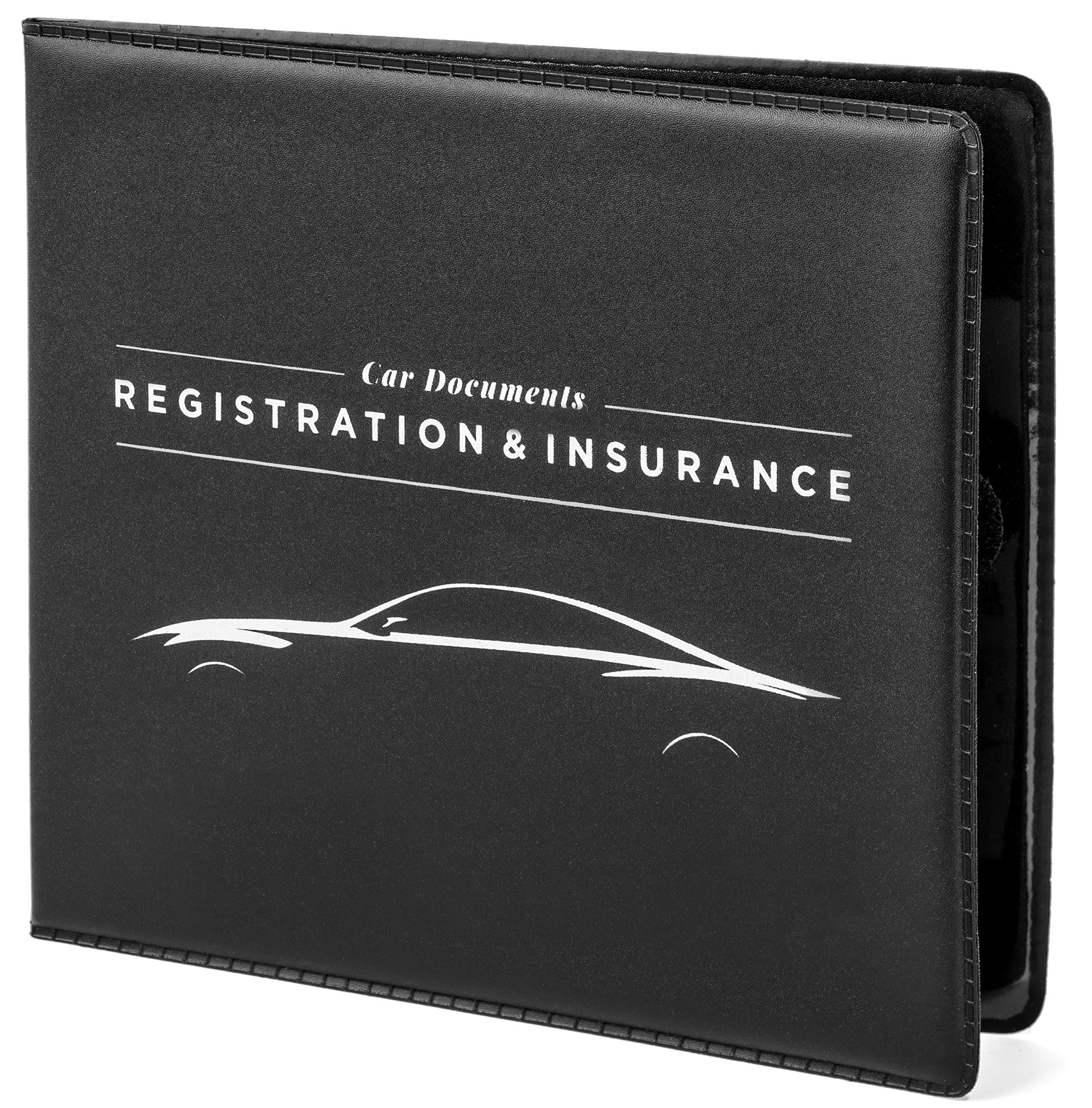 CAR DOCUMENTS HOLDER CASE 5" x 4.5" for Insurance, DMV, Registration, AAA, Auto Club, for Car Truck SUV, Motorcycle, touch fastener closure, safely store documents in glove box or visor flap