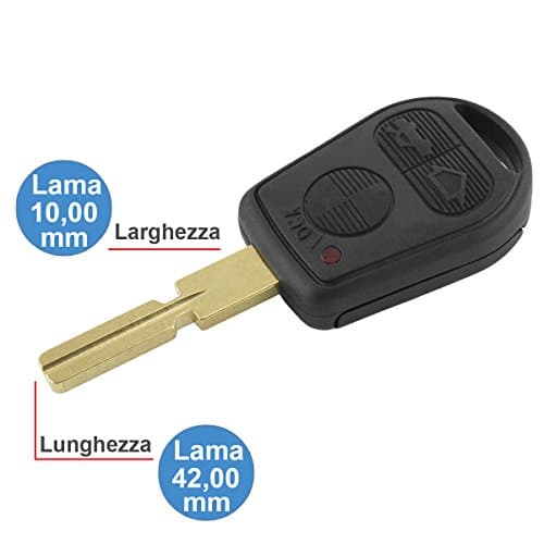 Cover Remote Key Case 3 Buttons and Hu58 Blade BMW F x1 x3 x5 x6 3 5 7 Series M3 M5 Z3 Z4 E36 E38 E39 E46 E53 E83 chiavit bm014 RICAMBI Shell Car Keys Electronic Spare Compatible Without Logo And Transponder