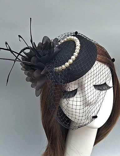 BMJQS Women's Feather / Tulle / Chiffon Headpiece-Wedding / Special Occasion Fascinators 1 Piece , burgundy