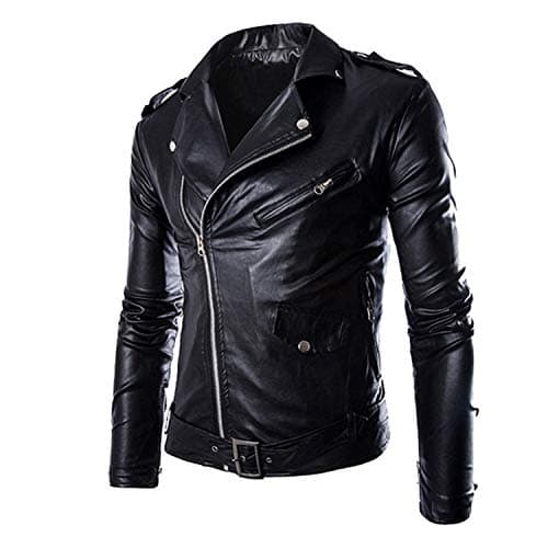 Spring Autumn Jackets PU Leather Jackets Men Slash Zipper Lapel Leather Coat