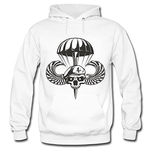 GENPO Parachute Jumping Bale Mens Heavyweight Fleece Hoodie Size S White