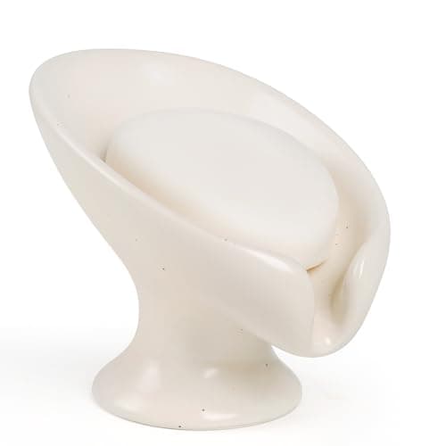 Soap Dish, Self Draining Bar Soap Holder for Bathroom Sink, Leaf Shaped Drainage Ceramic Speckled Soap Dish Porcelain Decorative Soap Dishes, ANTIS'S HOME