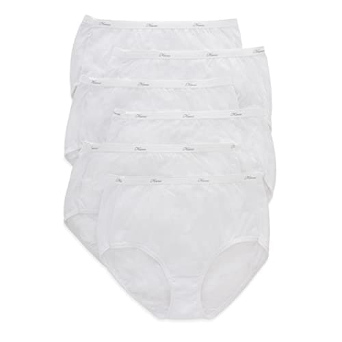 Hanes Women's Cotton Briefs 6 Pack Size: 9 Color: White