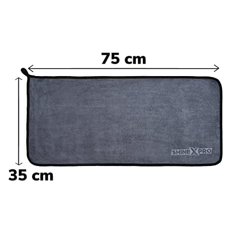 ShineXPro Og Soft Microfibre Cleaning Cloth, 500 g/m², Extra Large (35 x 75 cm) Microfiber Cloth for Car and Bicycle - Suede Edging for Scratch-Free Drying and Detailing (Pack of 4), Grey