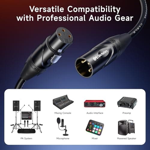 Cable Matters 2-Pack Male to Female XLR Microphone Cable 3 Feet-Black