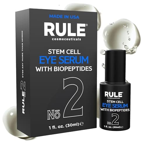 RULE No.2 Stem Cell Serum for Dark Circles and Puffiness, Advanced Anti Aging Argan Serum Eye Bags Treatment for Men, Firm Lift & Reduce Wrinkles with BioPeptides Vitamin E Eye Gel Cream, 30ml