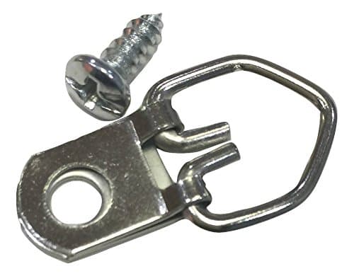 D Ring Picture Frame Hangers 100-Pack Nickel Plated Medium Size Strap Hangers for Home Decor, Artwork, Mirror, Paintings. Matching Screws Included