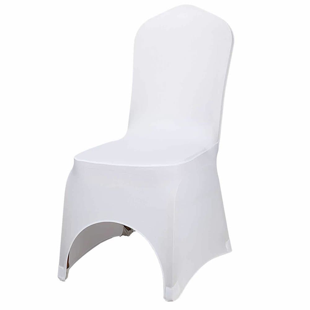 Ivhomeshop 100 pcs Arched Front White Lycra Spandex Stretch Chair Covers Wedding Anniversary Party Cover Event Dining Banquet Decoration Slipcovers