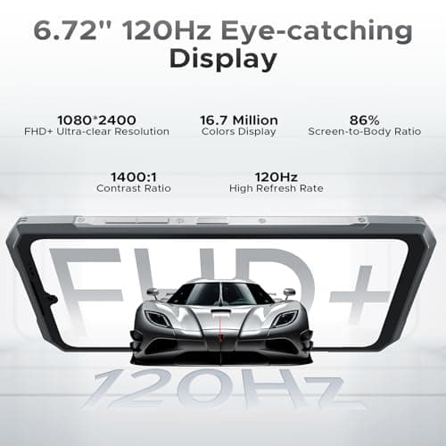 DOOGEE Blade GT Ultra 5G Rugged Smartphone with LED Light Effect, 36GB+512GB/2TB DDR5 Rugged Phone,4nm Dimensity D7300,6.72" FHD+120Hz, AI 100+32MP Android 14 Gaming Phones,Face & Finger ID/WIFI6