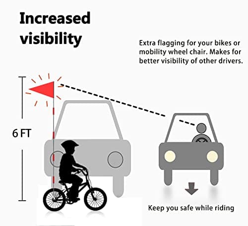 4 Pcs Upgraded Bike Flags with Pole 6 Feet High Visibility Orange Flags with Heavy Duty Fiberglass Flag Pole, Orange Flag and American Flag