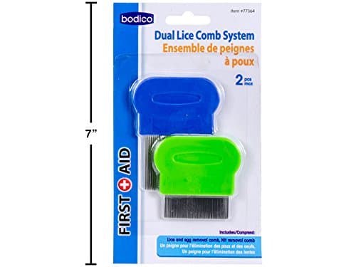 First Aid Bodico 2-pc Lice Eggs Nit Comb Removal System, Stainless Steel