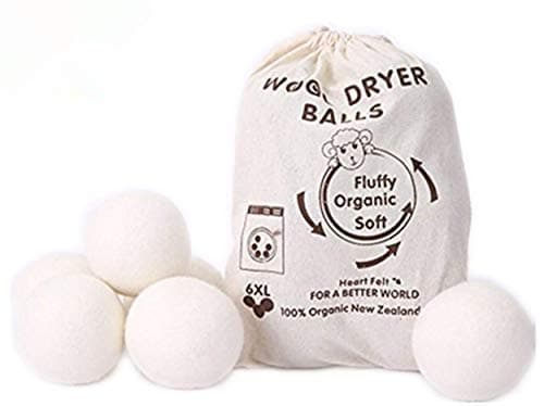 Wool Dryer Balls by MarvelousRule, 6 Pack XL Organic Wool, Non-Toxic, Reusable, X-tra Large. Reduces Drying Time and Chemical Free. Natural Fabric Softener(6PC White) …